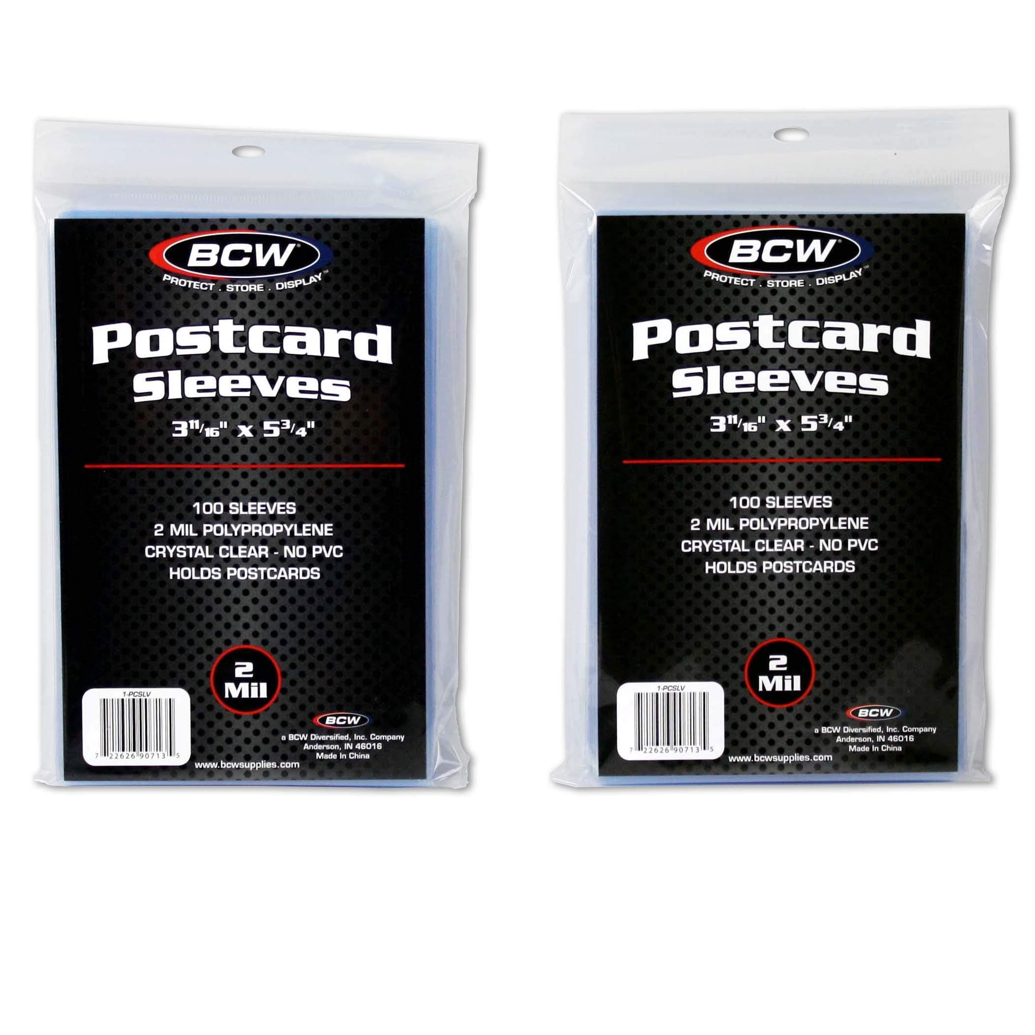 BCWPostcard Sleeves | 200 Clear Sleeves | Acid-Free Polypropylene | Protect Standard Size Postcards, Photos, and Trading Cards