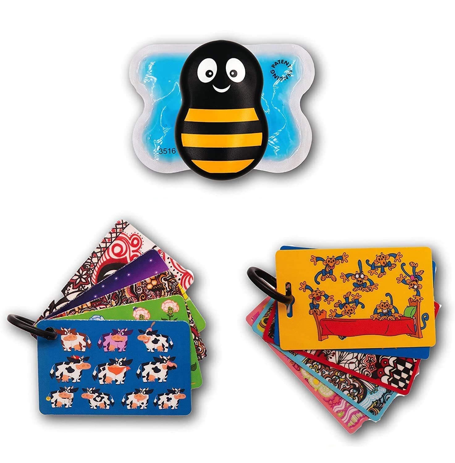 Buzzy Injection Pain Relief Device, Mini Personal Striped Design + Distraction Cards x 2 Sets ("Monkeys" &"Cows" Collectible Series) - $65.85 Value, Just $54.95!
