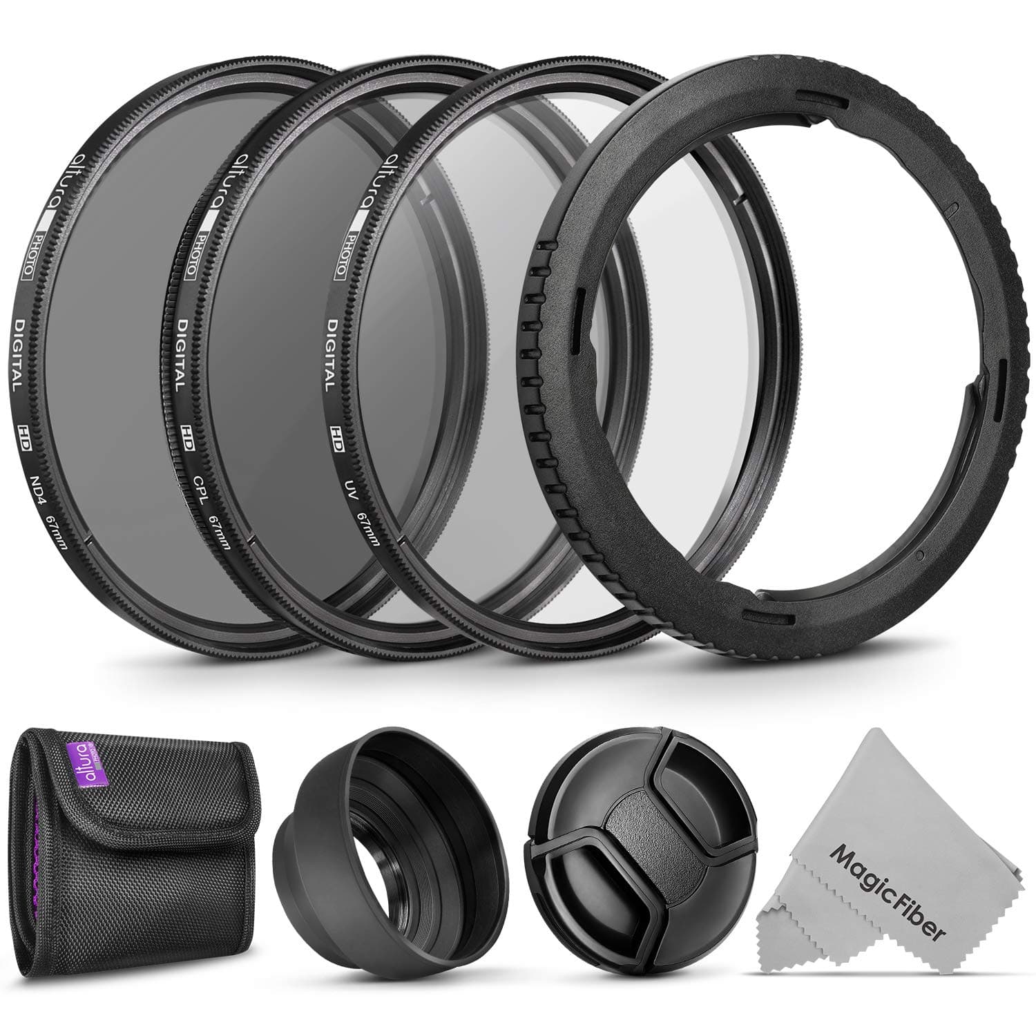 Essential Accessory Kit for Canon PowerShot SX530 SX540 SX520 SX70 SX60 SX50 SX40 HS - Includes: Filter Adapter Ring + Altura Photo Filter Kit (UV-CPL-ND4) + Collapsible Rubber Lens Hood + Lens Cap
