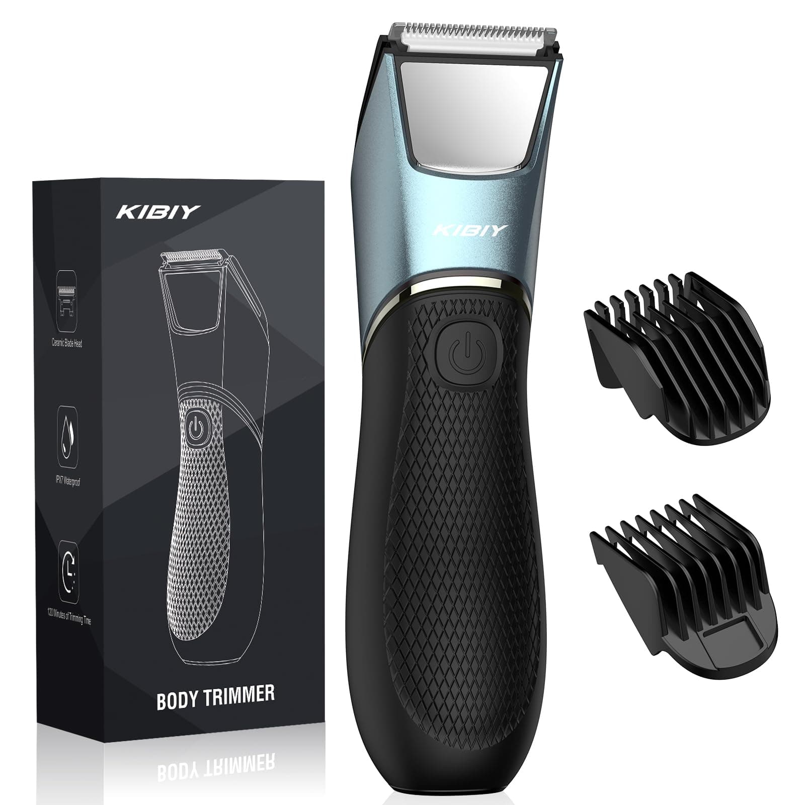 Body Groomer Men, Kibiy Balls Trimmer, Electric Groin Hair Waterproof Wet/Dry Clippers, Shavers for Pubic Razor with LED Light and Mirror, Rechargeable, Male