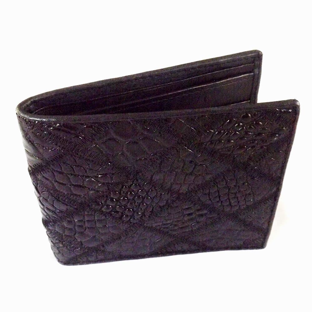 100 % Genuine Crocodile Leather Bifold Men's Wallet from Thailand / Black