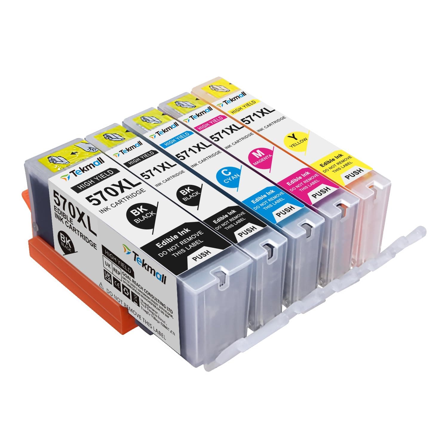 Tekmall PGI-570XL 570 571 Edible Ink Cartridge for Pixma MG5700 MG5750 MG5751 MG5752 MG5753 MG6850 MG6851 MG6852 MG6853 MG7750 MG7751 MG7752 MG7753 TS6050 TS6051 TS6052 TS5050 TS5051 TS5052