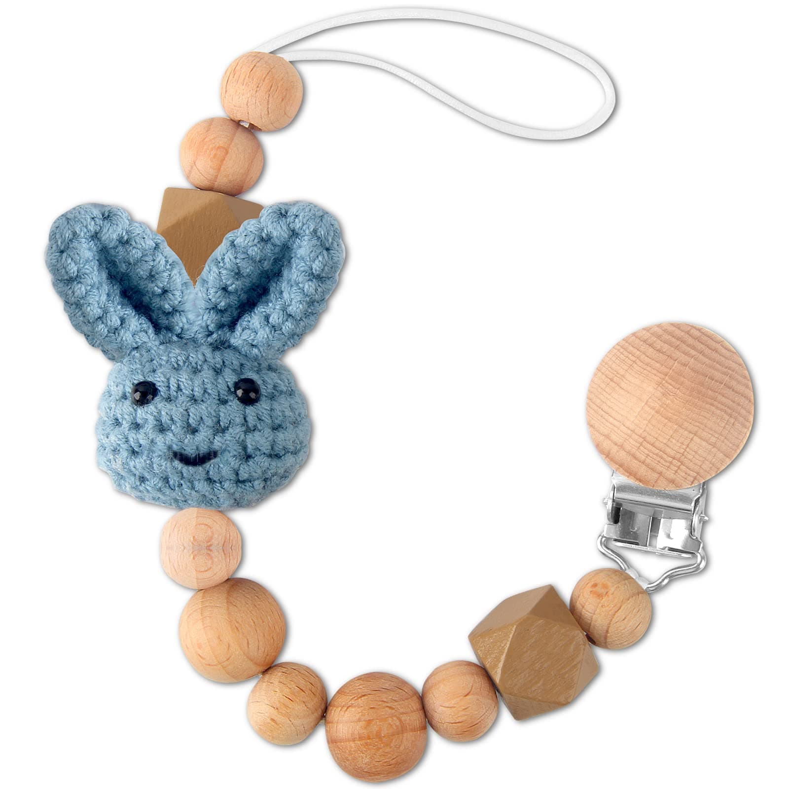 LSTRAGY Pacifier Clip, Neutral Cute Rabbit Pacifier Leash for Boys and Girls Fits for All Pacifiers, Ideal Baby Shower Baby Gift(Blue)