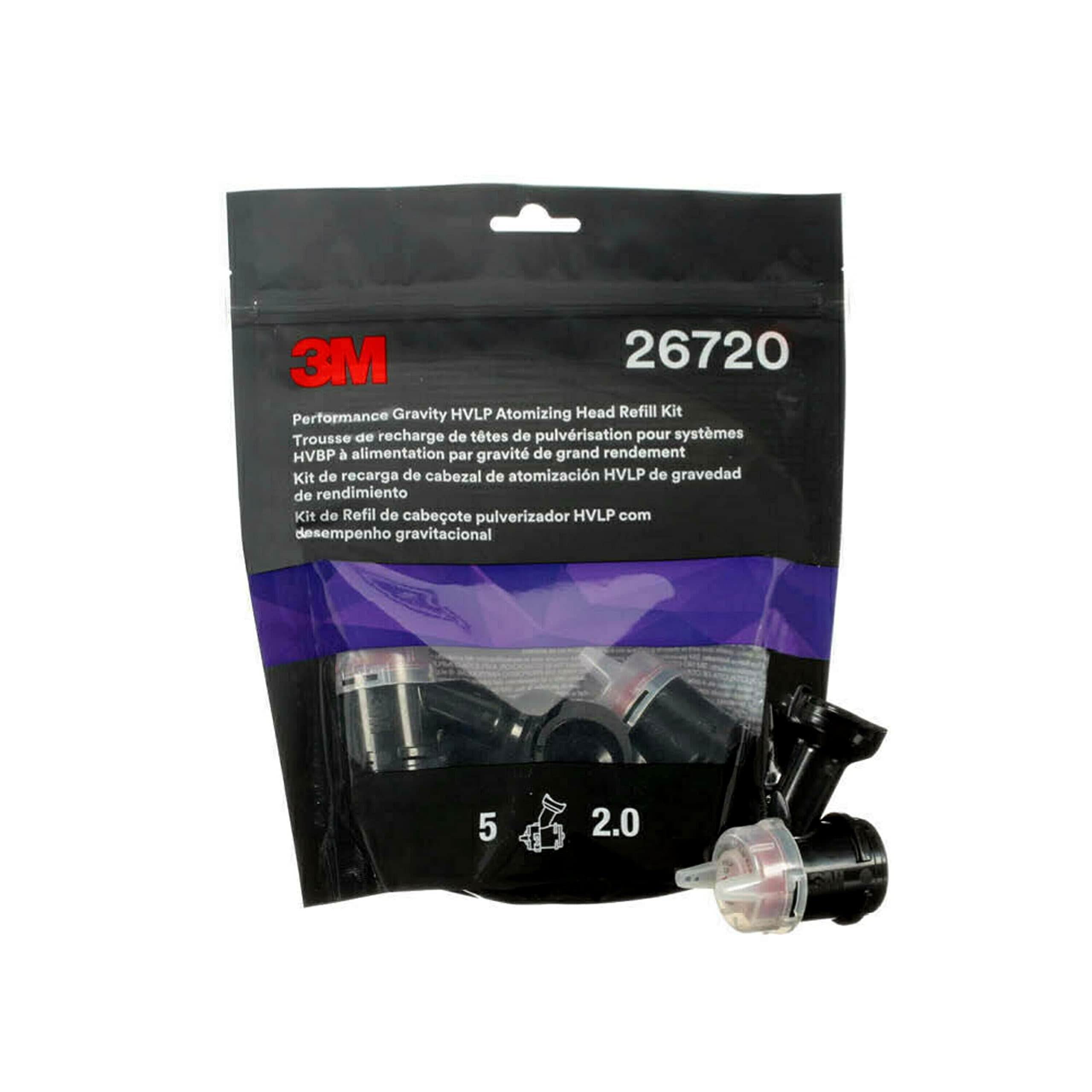 3M Performance Gravity HVLP Atomizing Head Refill Kit 26709, White, 0.9, 5 Pack, 5 Packs/Case