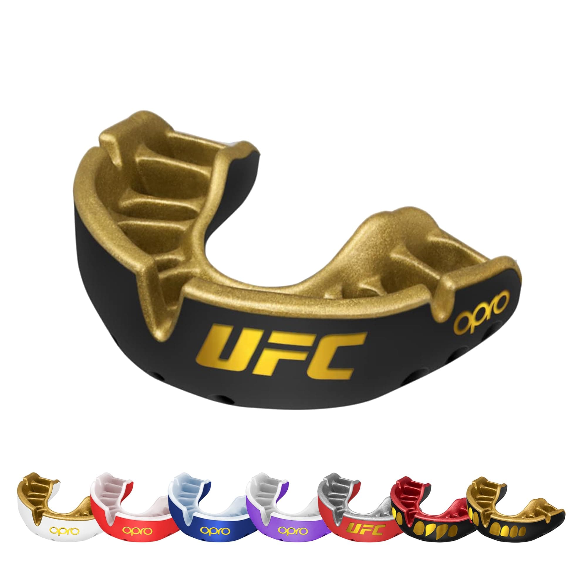OPRO Mouthguard "Gold" Sports Mouthpiece | UFC Officially Licensed | Martial Arts, MMA, Rugby, Karate, Jiu Jitsu, Taekwondo, Boxing | Dental Lab Developed Fit | Made in England Authentic Official Store | Adults, UFC, Black & Gold