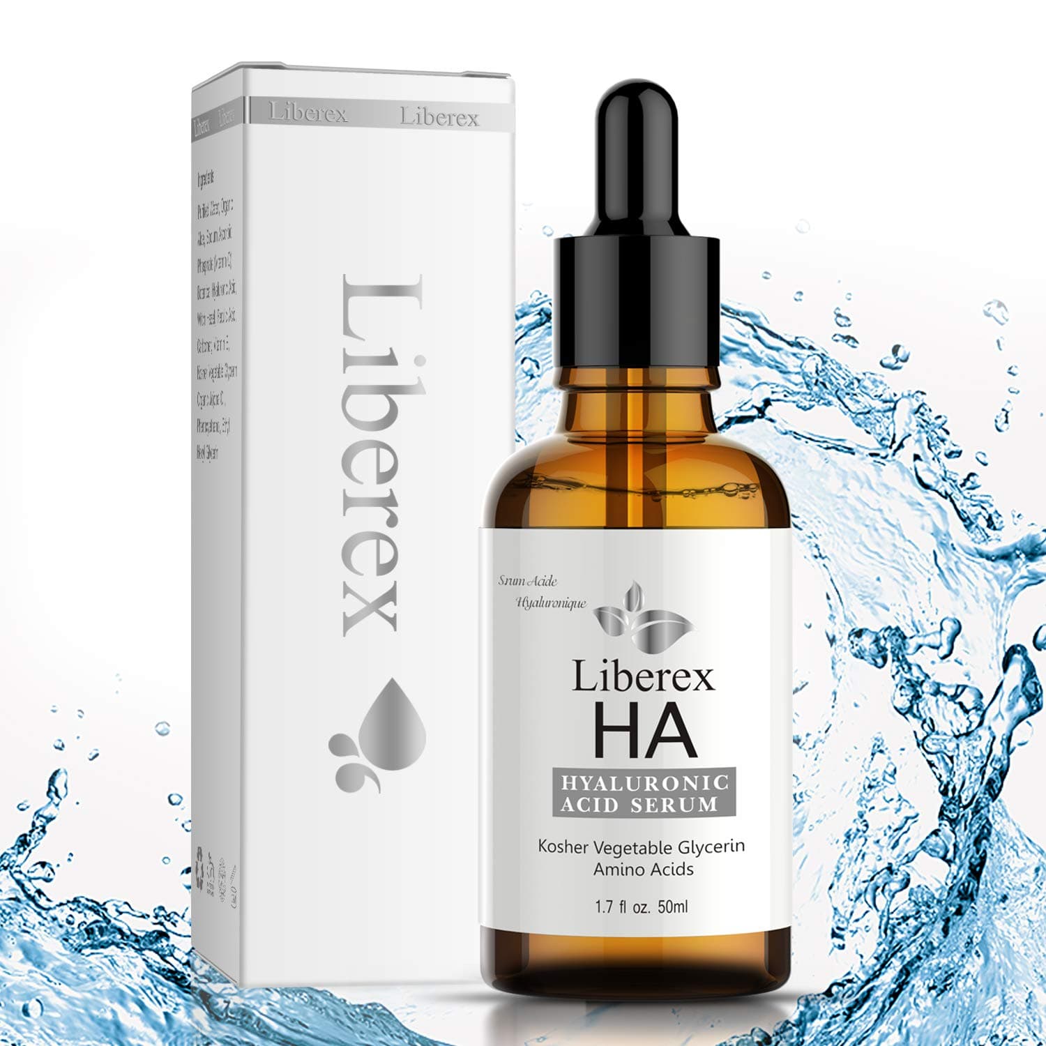 Hyaluronic Acid Serum for Face - Liberex Firming Hydrating Facial Moisturiser Topical Plump & Soft Lift Skin Serum with Vitamin C & E, Witch Hazel for Hydrate & Brighten YOUR Skin, 50ml, 0.7oz