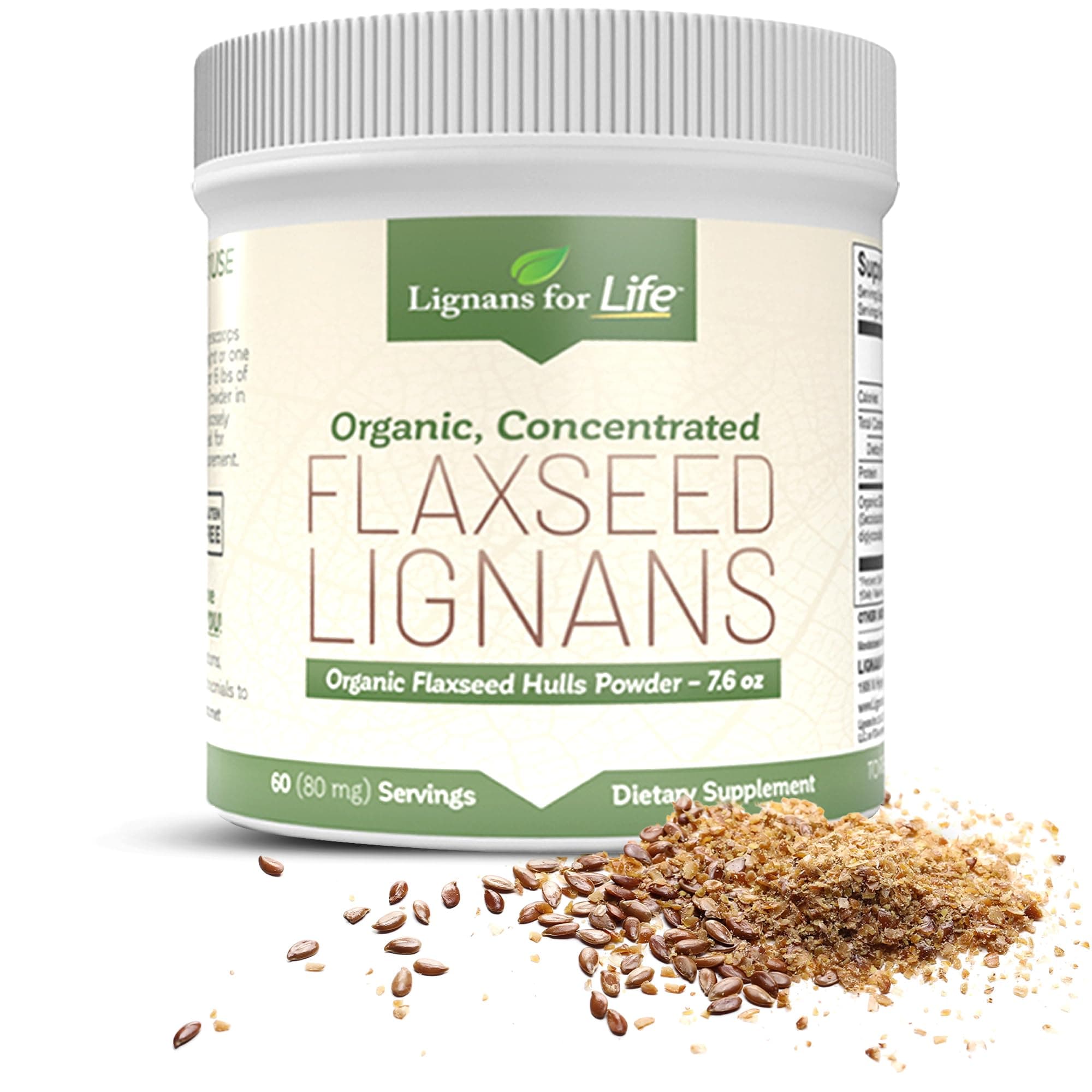 Lignans for Life - Natural Bulk Ground Flaxseed Powder - Omega 3 & 6 Fatty Acids Filled High Fiber Antioxidants - Support Healthy Heart & Hair, Healthy Immune System - 60 Servings 80mg per tab, 1 Pack