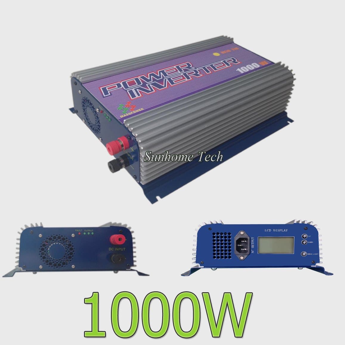 Ecopower 1000W Grid Tie MPPT Power Inverter with LCD,45-90V DC to 90-140V AC MPPT Pure Sine Wave Solar On Grid Power Inverter