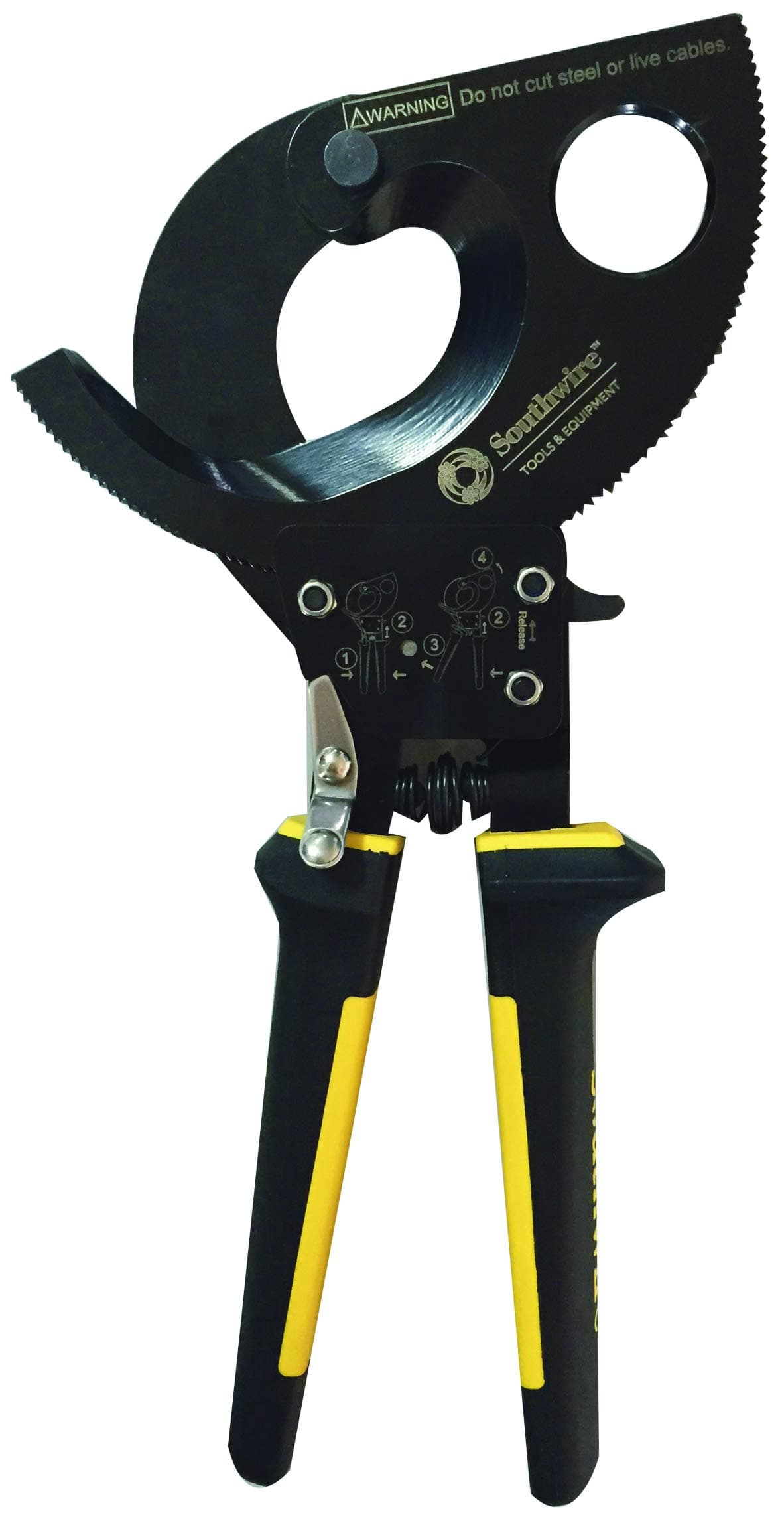 Southwire Cable Cutter Tool - Ratcheting Action for Smooth, Controlled Cuts - Hardened Steel Blades - Molded Grip - Cuts Copper & Aluminum Wire - 750 MCM Capacity