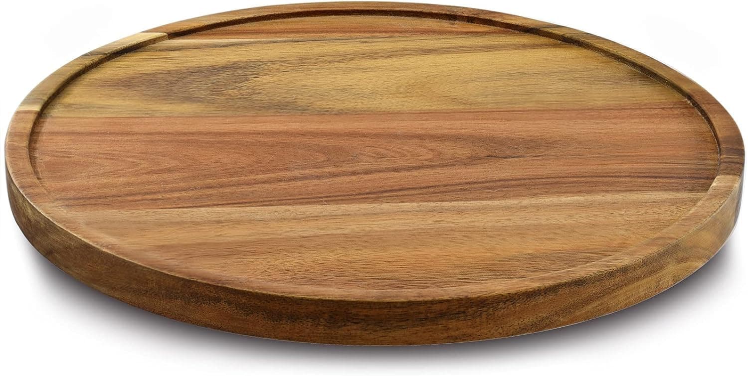 9" Acacia Wood Lazy Susan Organizer Kitchen Turntable for Cabinet Pantry Table Organization