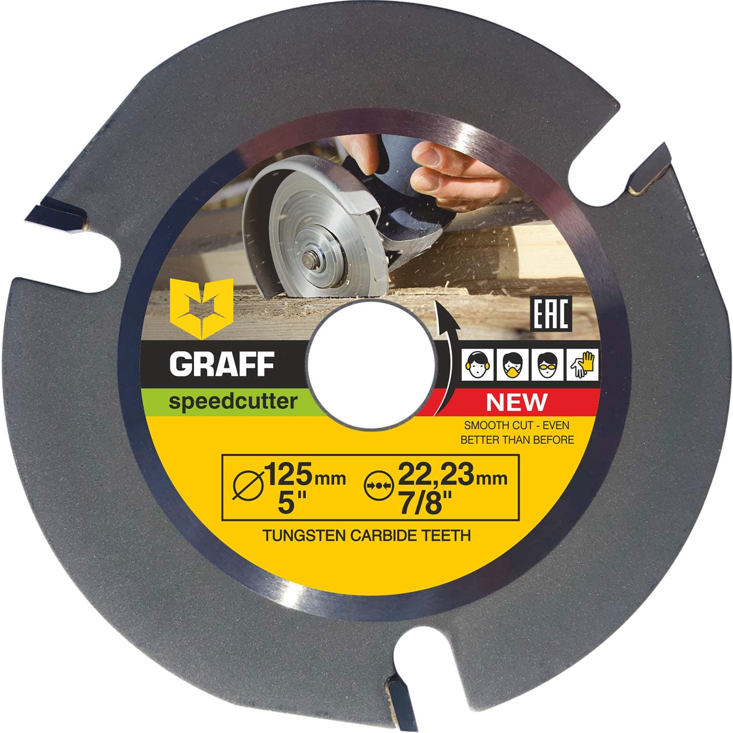 GRAFF SPEEDCUTTER 5 Inch Wood Carving Disc for Angle Grinder - Circular Saw Blade for Cutting, Sculpting & Shaping - 7/8 Inch Arbor - 125mm