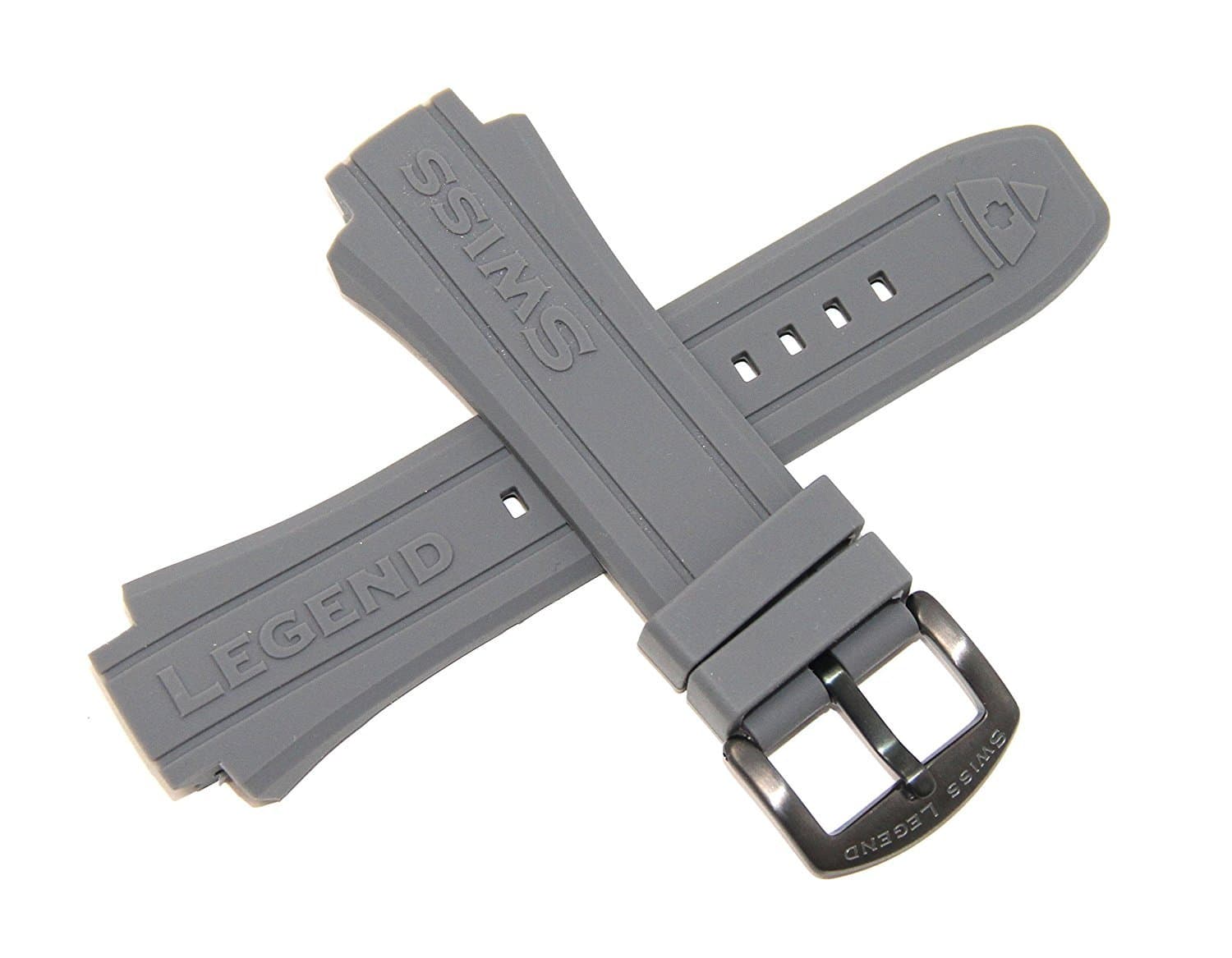 Swiss Legend 18MM Gray Silicone Band Strap & Gunmetal Stainless Buckle fits 48mm Neptune Watch