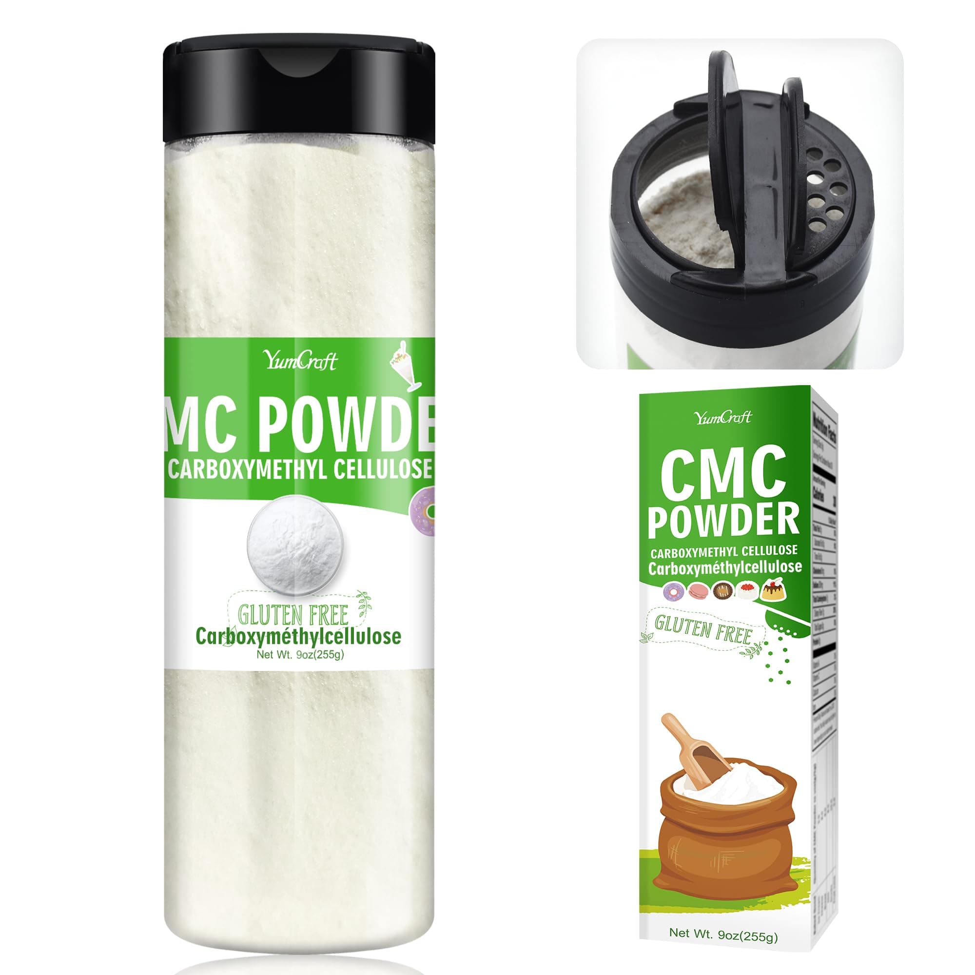 9oz CMC Powder, Pure Tylose Powder for Fondant, Ice Cream Stabilizer, Food Grade Carboxymethylcellulose Thickener and Water Retention Agent for Cake, Frozen Foods, Candy, Yogurt, Gum Paste