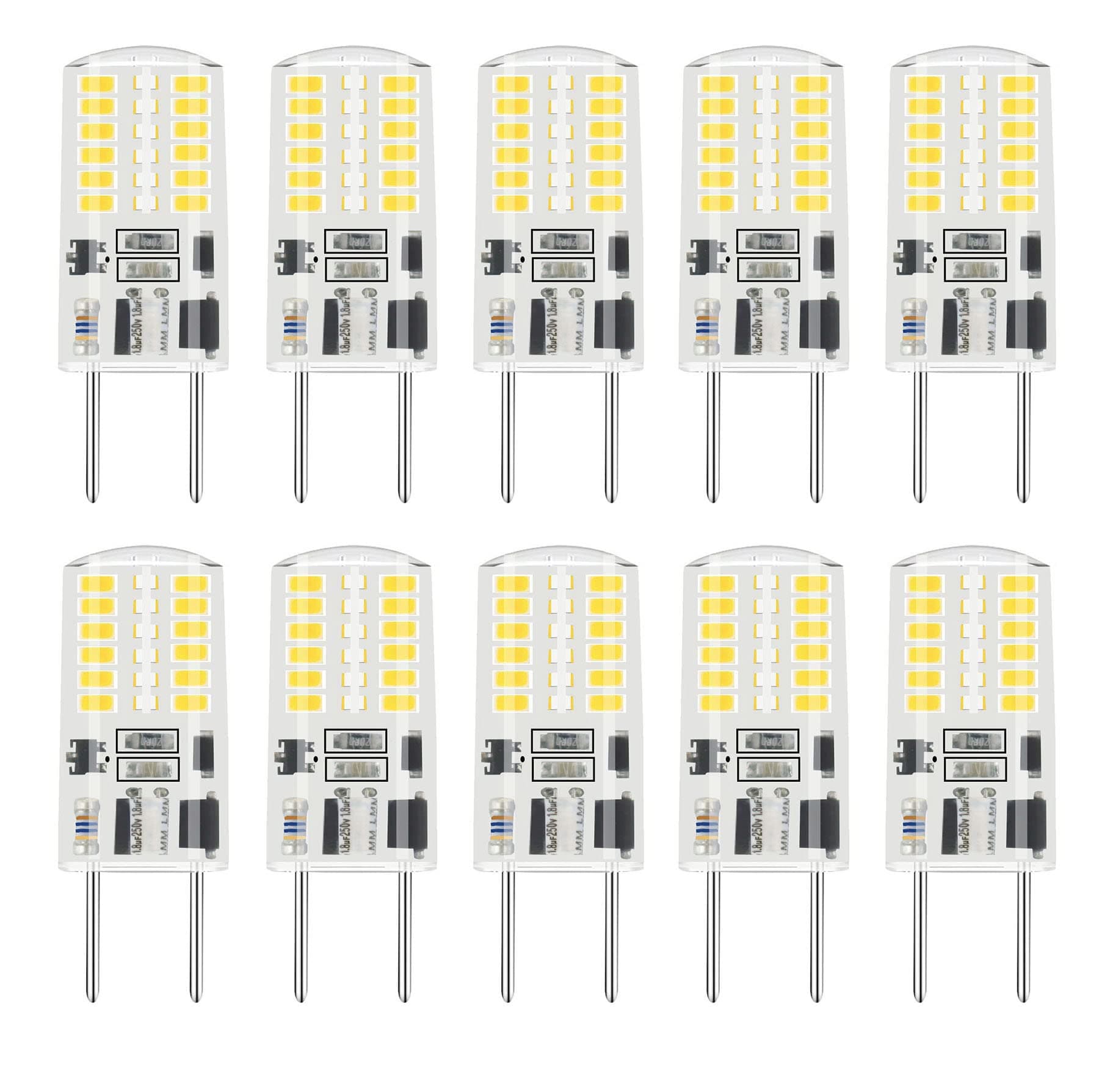 10-Pack Dimmable G8 LED Bulb 3W,AC 120V, 4000K Natural White, 20W-25W G8 Halogen Equivalent, No-Flicker, T4 JCD Type G8 Bi-Pin Base Light Bulbs for Under Cabinet Light,Under Counter Light