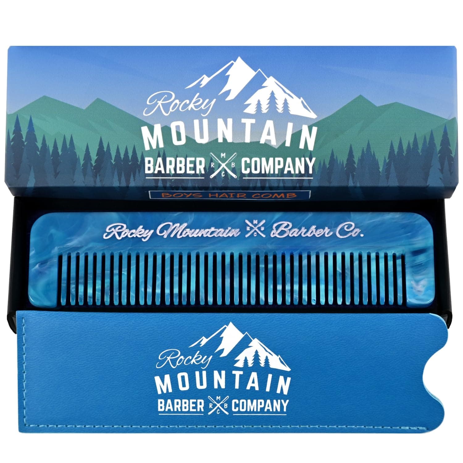 Kids Hair Comb - Soft, Rounded Teeth for Gentle Hair Styling for Kids - No Pulling or Snagging - For All Hair Types and Styles - Made of Cellulose Acetate - Includes Carrying Pouch