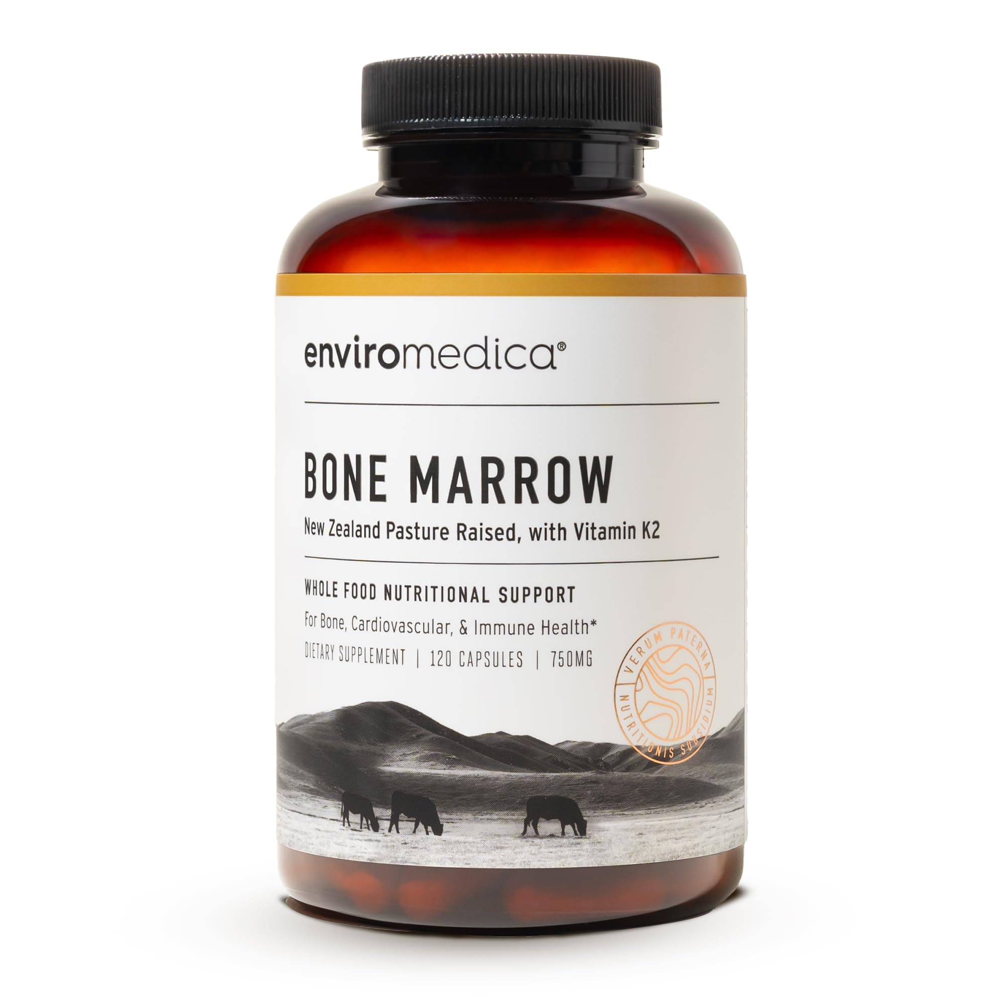 Enviromedica Freeze-Dried Bone Marrow Complex with Cartilage and MCHA Whole Bone from Grass-Fed Pastured New Zealand Bovine (120ct)