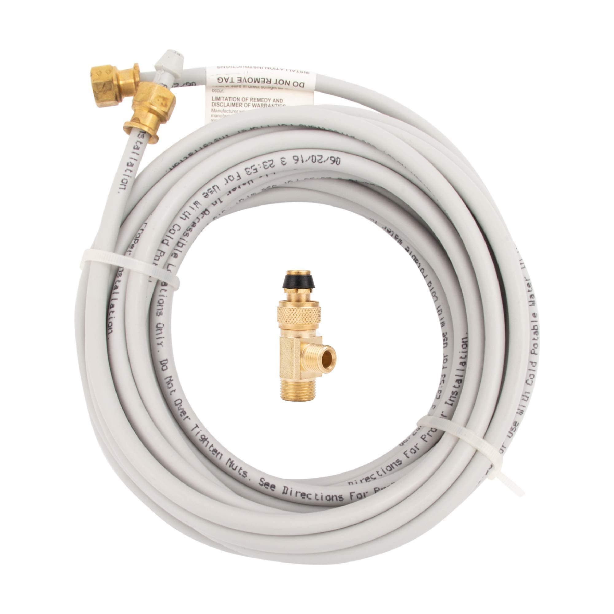 Ice Maker Installation Kit 25 Feet of PEX Tubing for Appliance Water Lines with Stop Tee, 1/4" Compression Fittings, for Potable Drinking Water