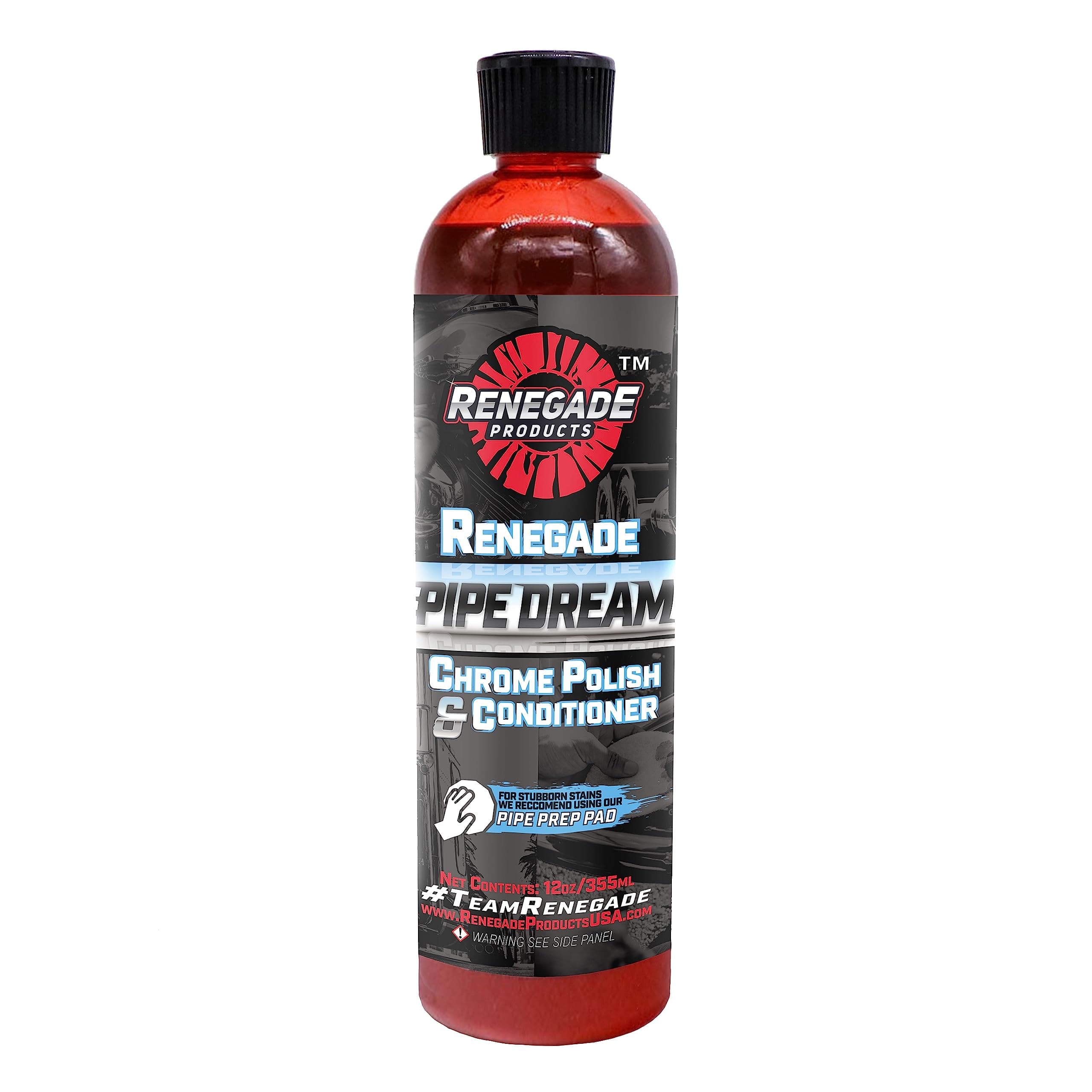 Rebel Pipe Dream 12 oz Chrome Polish Conditioner and Cleaner for Chrome Pipes, Stacks, Exhaust and Everything in Between