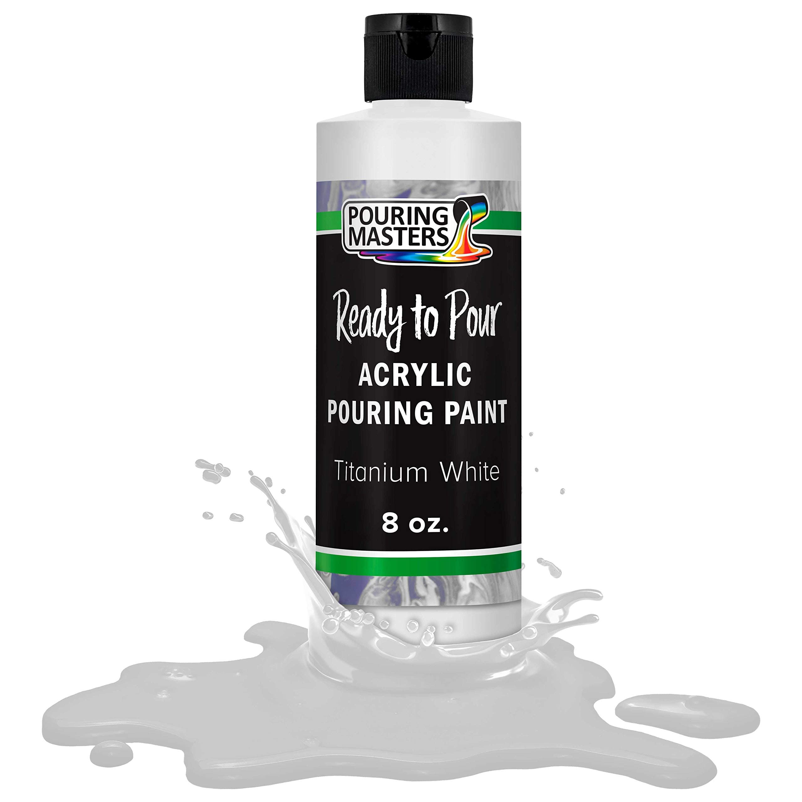 Titanium White Acrylic Ready to Pour Pouring Paint - Premium 8-Ounce Pre-Mixed Water-Based - for Canvas, Wood, Paper, Crafts, Tile, Rocks and More