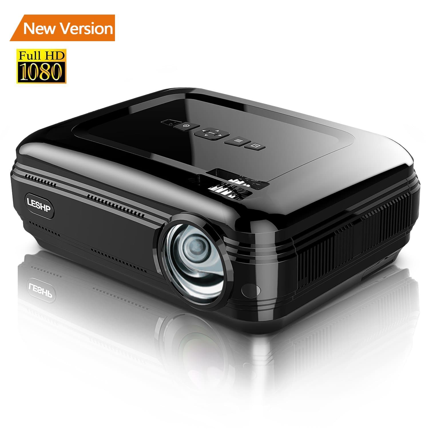 Projector, LESHP Video Projector 3300 lumens Full HD 1080P LED+LCD Home Theater projector 1280 × 1920 max Resolution contrast 3000:1,Support 1080P/USB VGA/SD/HDMI For Xbox/iphone/Smartphone/PC