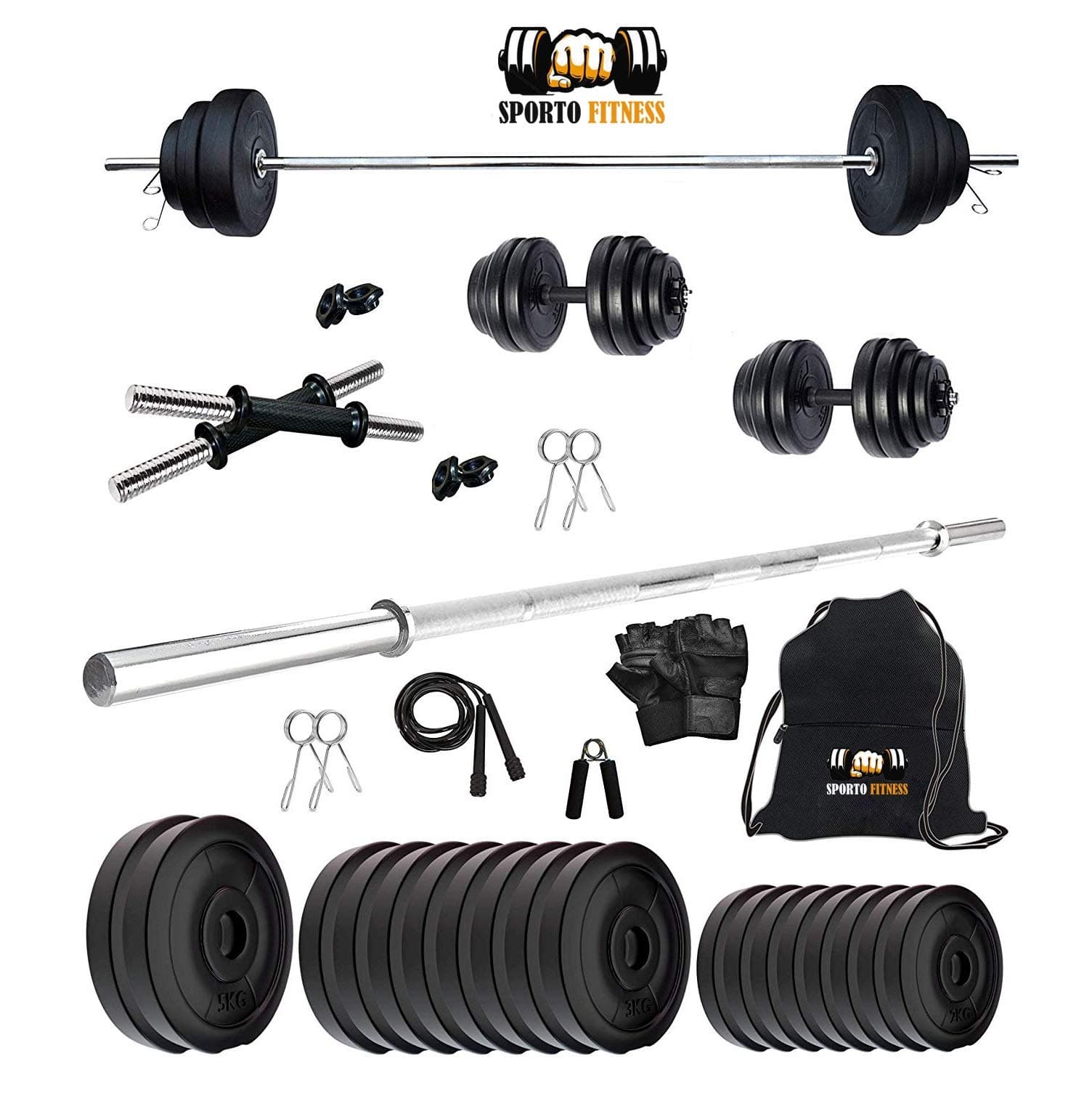SPORTO FITNESS™ 40 KG Combo Home Gym Set with 3 FIT Rod