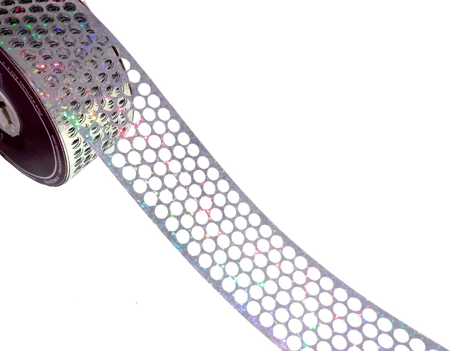 Honeycomb/Punchinello Gift Wrap Ribbon Holographic Silver