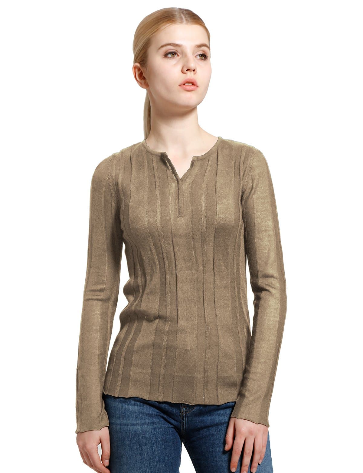 PRETTIGO long sleeve women shirt Women XL Casual Solid Color T-shirt Pullover Sweater Tops basic shirt long sleeves Color 10 X-Large