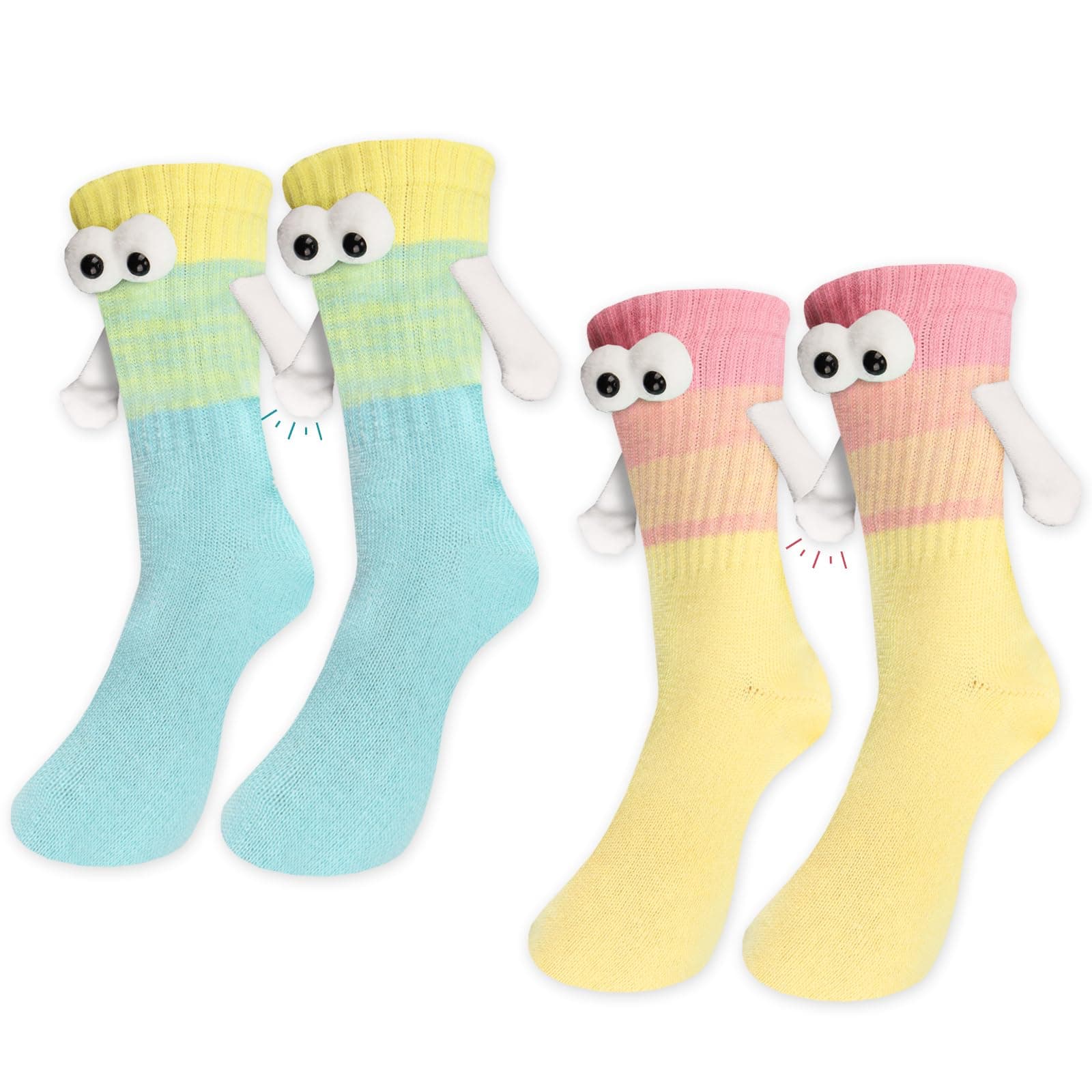 2 Pairs Easter Holding Hands Socks Funny Magnetic Couple Socks Easter Gifts for Her Men Women Bestie