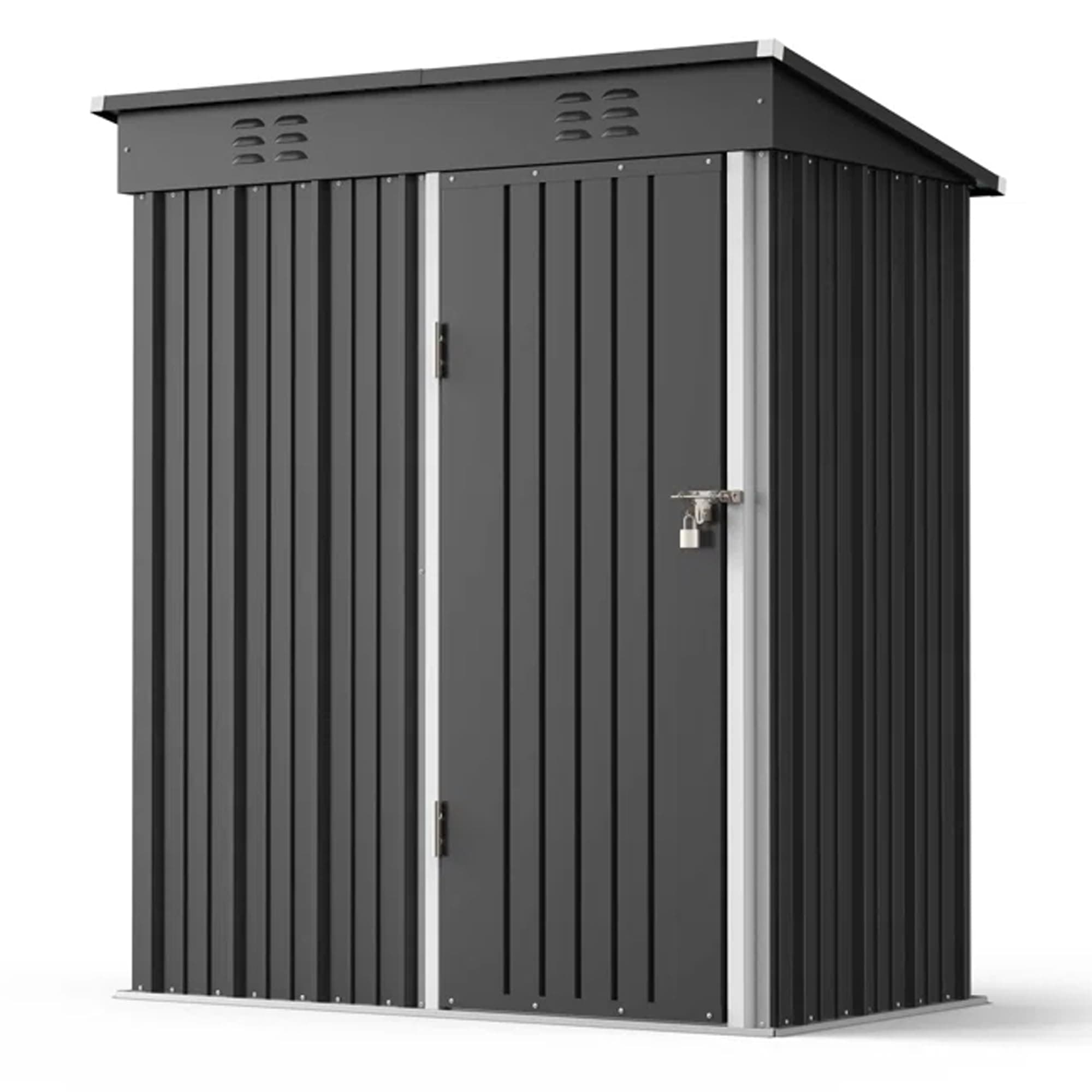Egardenkart, Outdoor Storage Shed Metal - Dark Grey, 5x3 Ft | Garden Shed with Lockable Door | Outdoor Storage Cabinet for Garden Storage | Outdoor Shed Storage (With Installation)