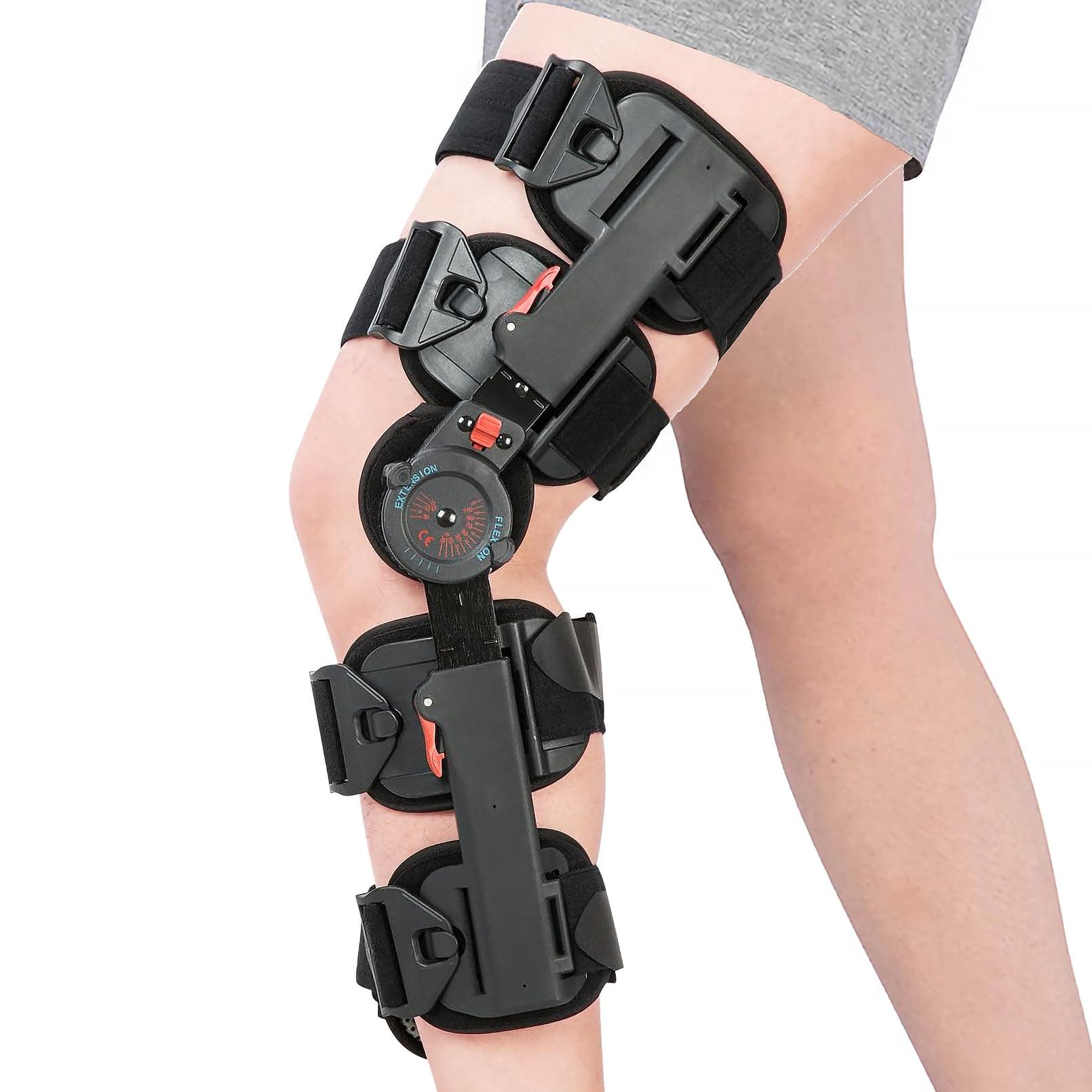 Medibot Hinged Knee Brace ROM Adjustable Post Op Knee Support Orthosis Immobilizer Protector for Left Leg and Right Leg, Both Men and Women