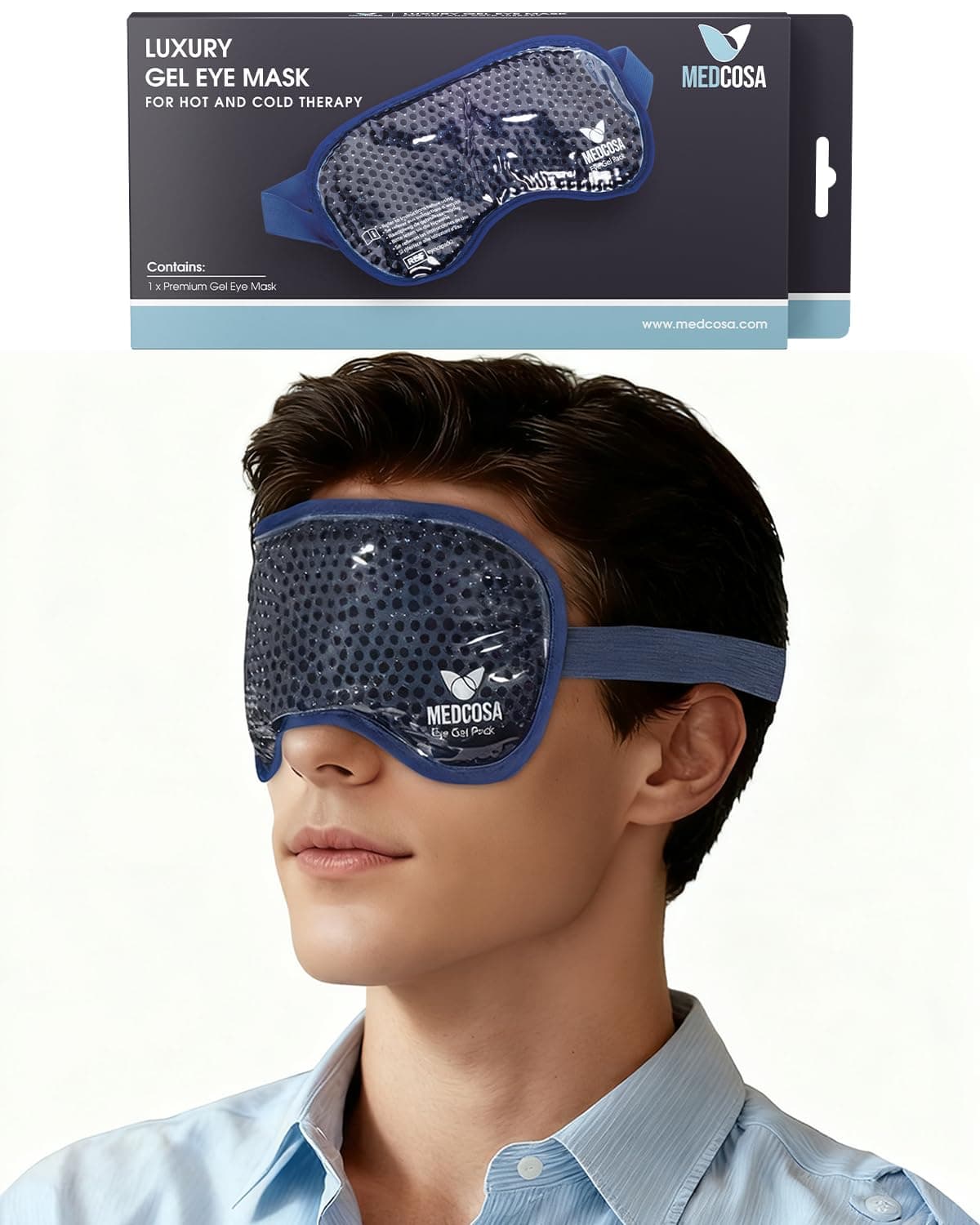 Medcosa Eye Ice Pack | Cool & Soothe Your Tired Eyes with Our Cold Gel Mask | Cooling Pain Relief for Puffy Eyes, Aiding Migraines & Aiding Sleeping