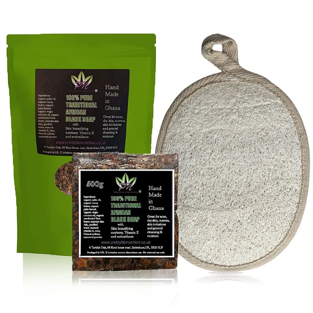 Supreme Quality Traditional Organic African Black soap bar 504g with Osun red camwood powder and other skin beautifying ingredients combats dry skin,acne,eczema,psoriasis and fades scars