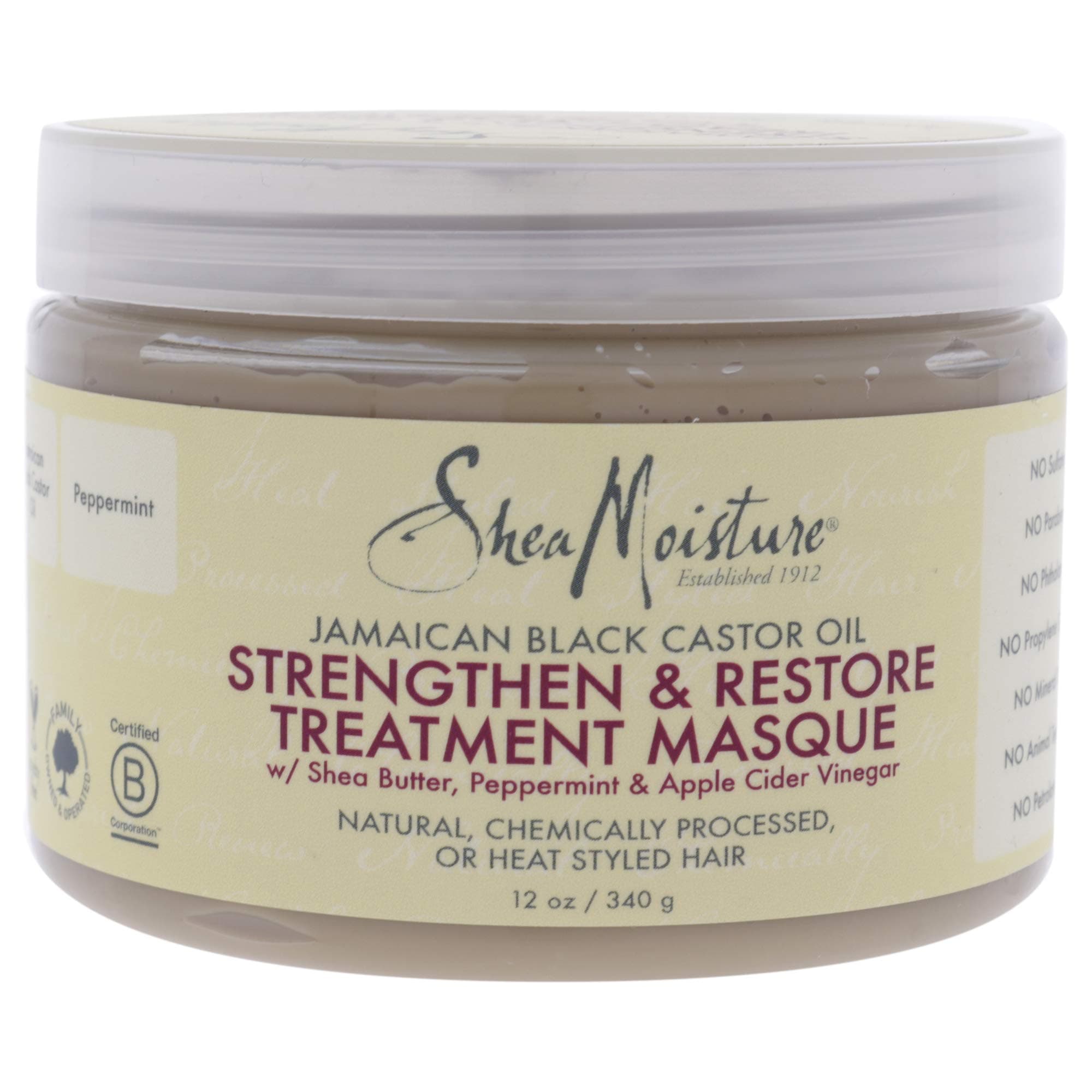 SheaMoisture Jamaican Black Castor Oil Treatment Masque For Dry Hair Jamaican Black Castor Oil Paraben Free Hair Mask 12 Oz