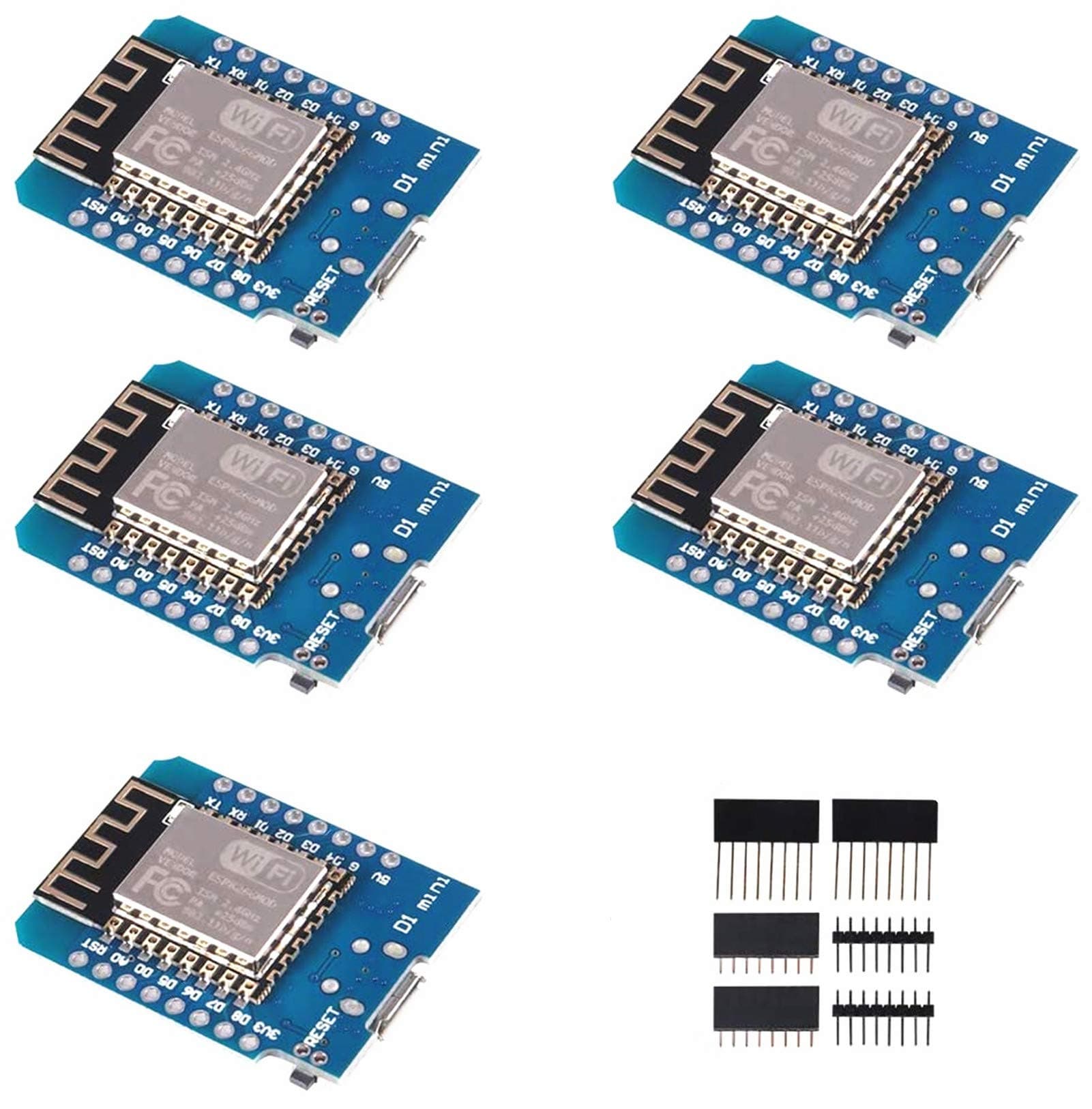 ACEIRMC 5pcs ESP8266 ESP-12 ESP-12F NodeMcu Mini D1 Module WeMos Lua 4M Bytes WLAN WiFi Internet Development Board Base on ESP8266 ESP-12F for Arduino,Compatible with WeMos D1 Mini