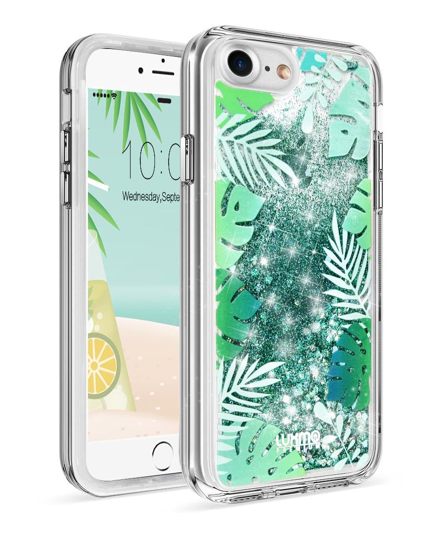 LUXMO PREMIUM Waterfall Case for iPhone 7 and iPhone 8,Quicksand Sparkling Durable Anti-Scratch Shockproof Protection Bumper Cover Case 4.7 inch for iPhone 8/7/6S/6- Tropical Summer