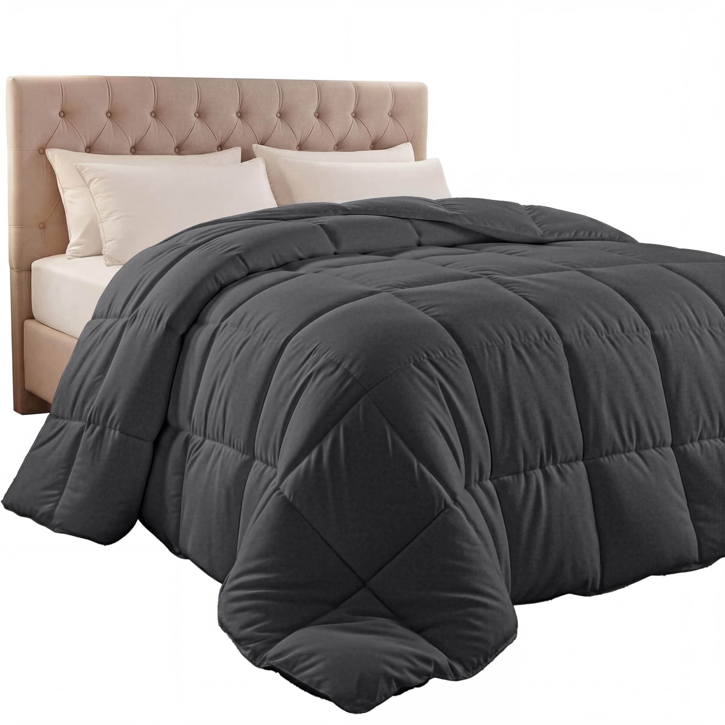 Utopia Bedding Comforter Duvet Insert - Quilted Comforter with Corner Tabs - Box Stitched Down Alternative Comforter (King, Grey)