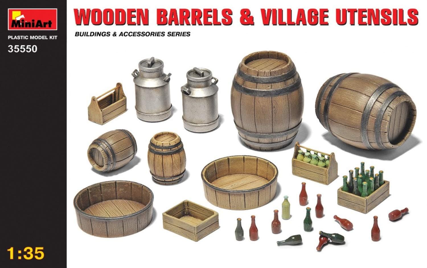 Miniart 1:35 Scale "Wooden Barrels & Village Utensils" Plastic Model Kit