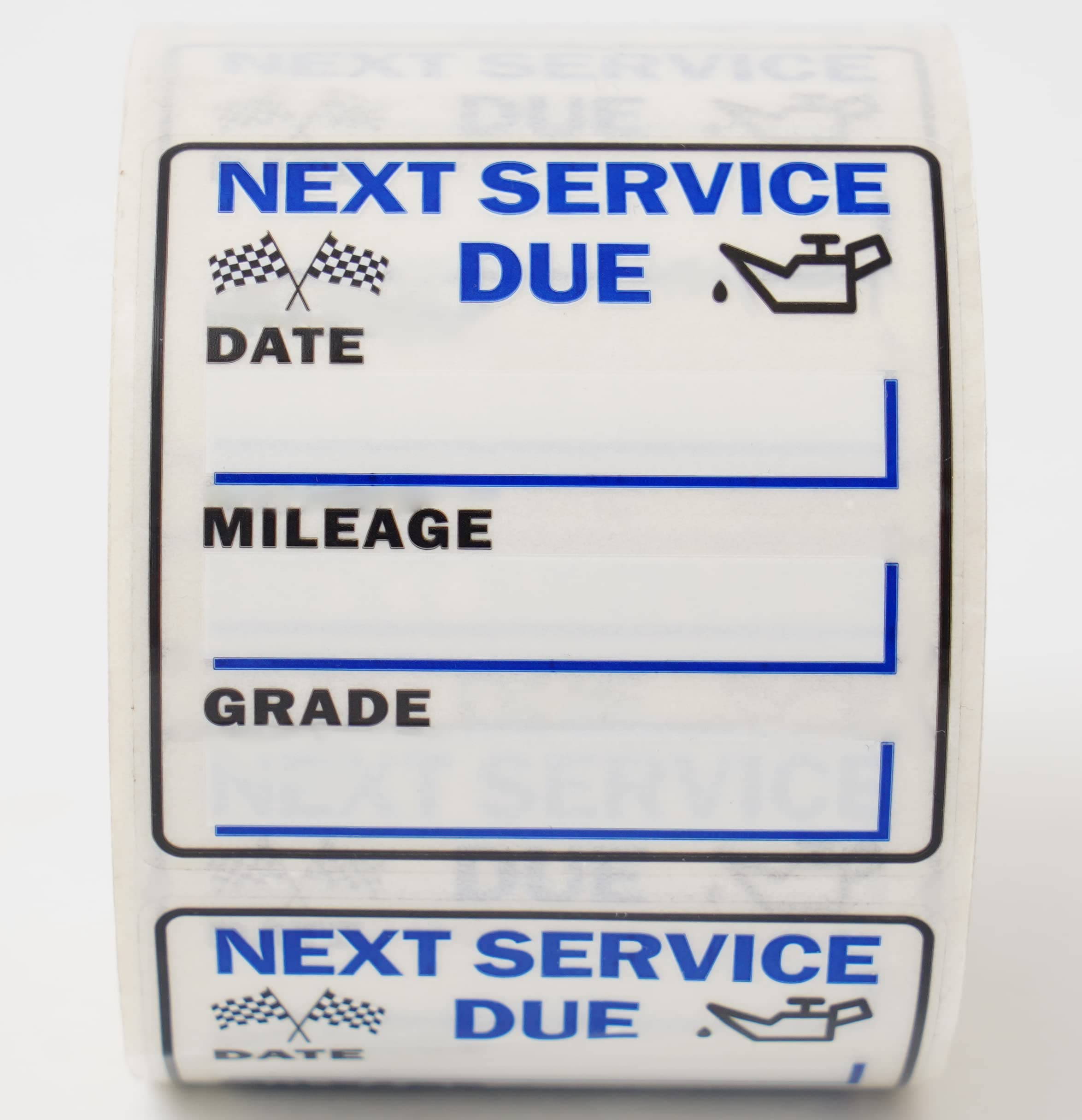 Oil Change Stickers 250 Pcs Per Roll-Service Reminder Stickers-2 inches x 2 inches Premium Clear Stock-Windshield Stickers-Checkered Flag- Peel & Write and Stick with No Residue Car Sticker