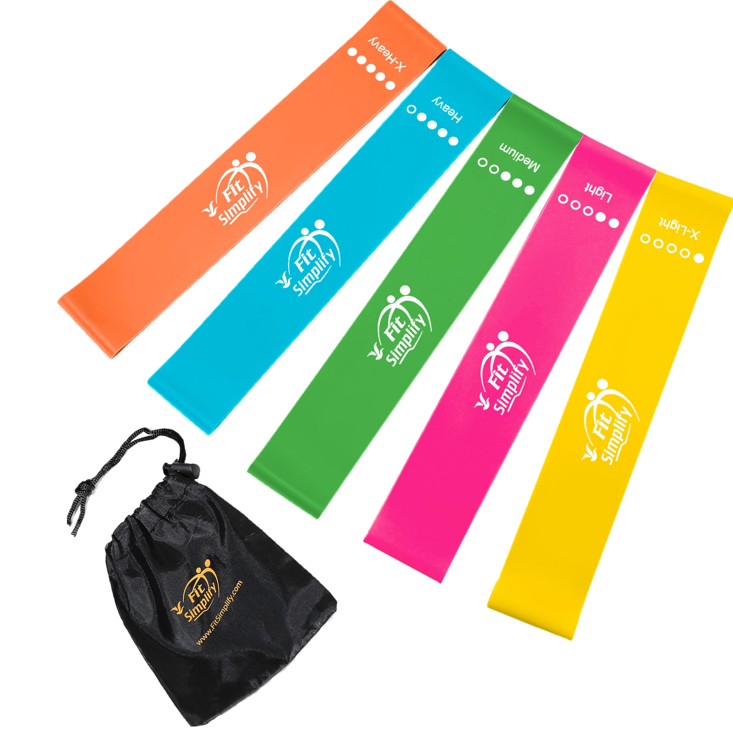 10 Inch Resistance Loop Exercise Bands, Set of 5, Assorted Colors