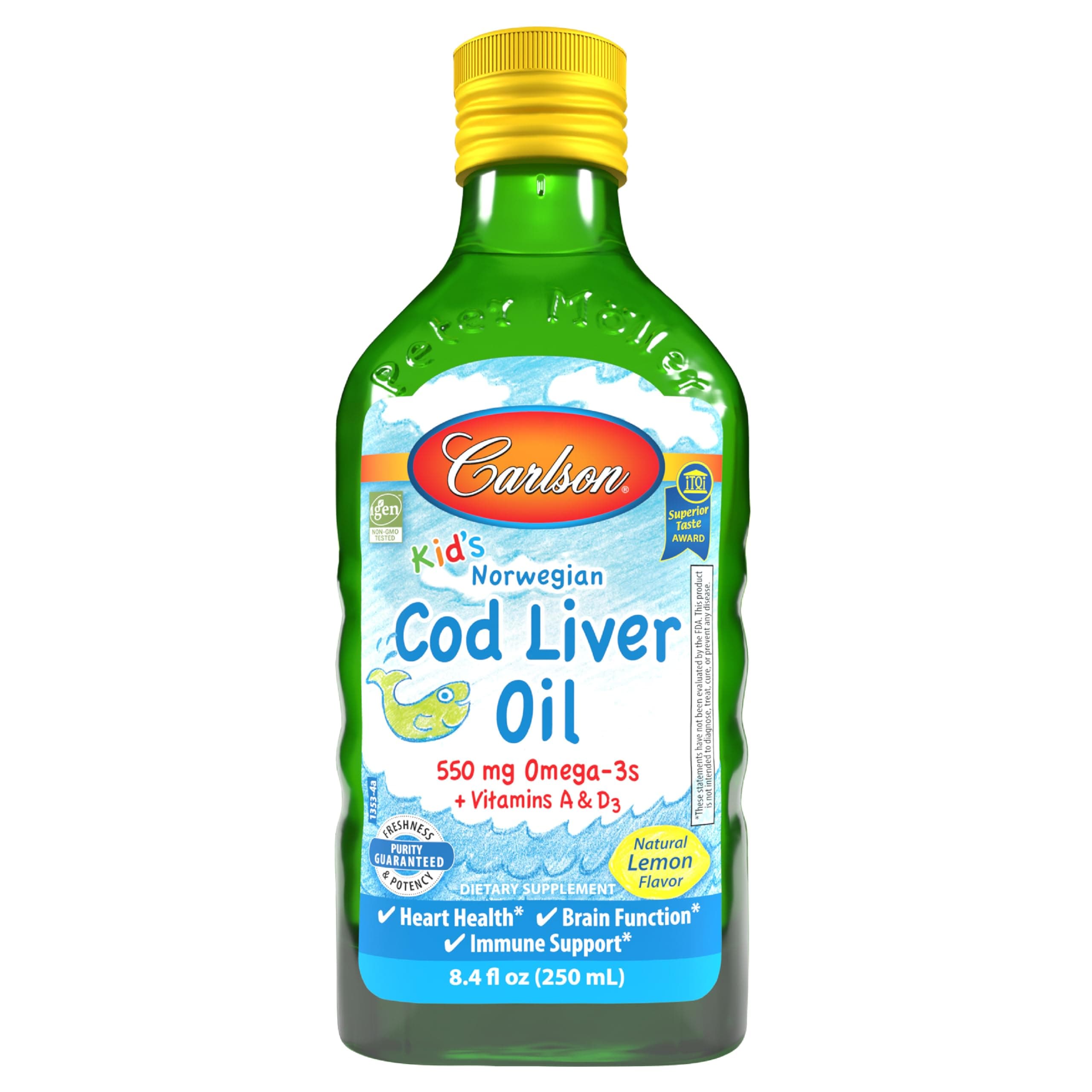 Labs Norwegian Natural Vitamin E Cod Liver Oil, Lemon Glass Bottle (250ml)