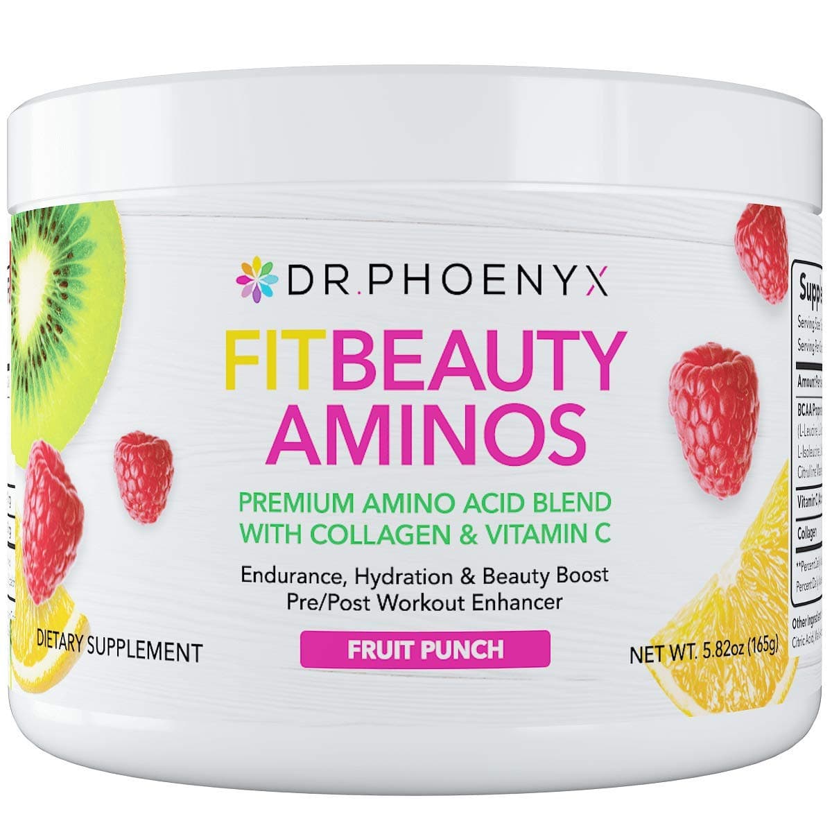 Dr. Phoenyx FitBeauty Amino Acid Blend with Collagen & Vitamin C - Hydration Boost, Healthy Metabolism, Healthy Skin - Keto Friendly Drink Mix - Fruit Punch, 30 Servings