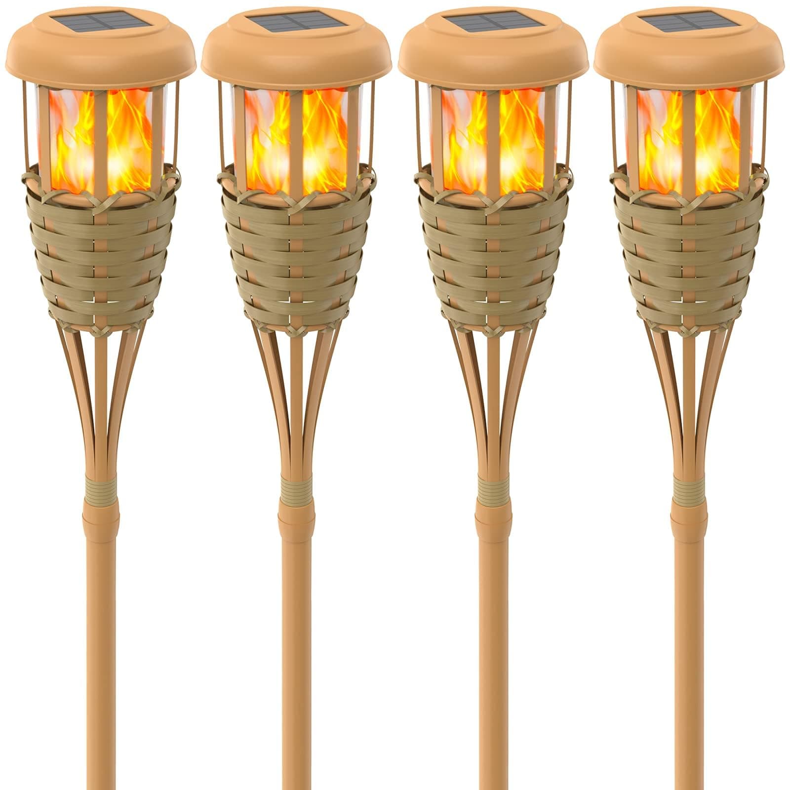Solar Outdoor Lights, Solar Torch Lights Outdoor Flickering Flame, Outdoor Decorations for Patio Path Yard - 4 Pack