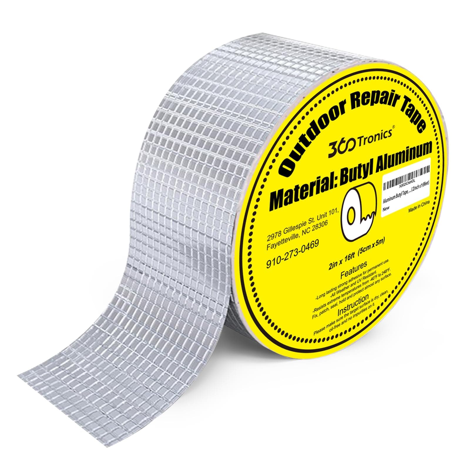 Butyl Waterproof Tape 2"W X 16.4'L, Outdoor Waterproof Leak Proof Repair Tape, Permanent All Weather Patch Seal Strip, UV Resistant VOC-Free for Pipe RV Awning Sail Roof Window Sealing HVAC Ducts