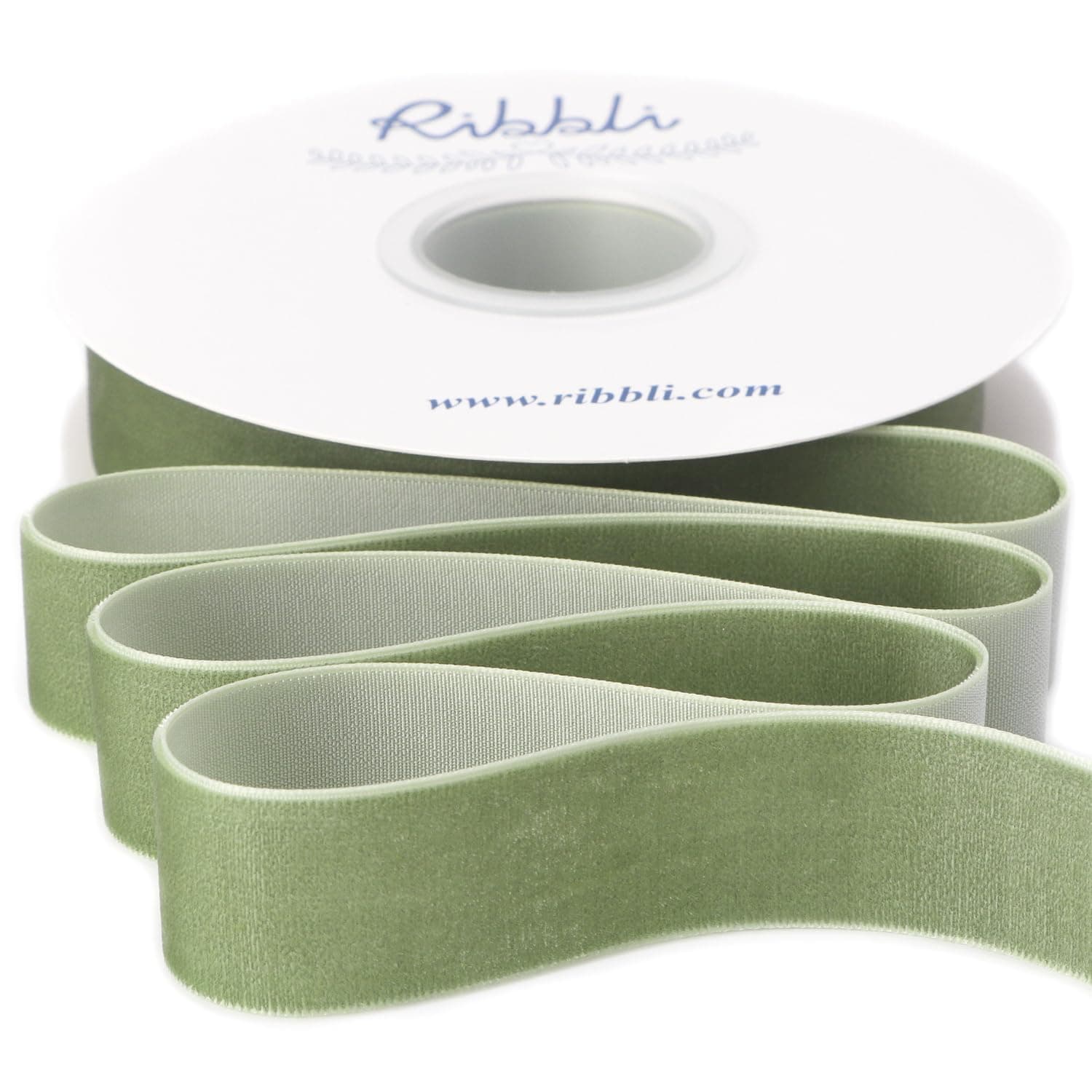 Ribbli Sage Green Velvet Ribbon 1 Inches Continuous10 Yard Spool Spring Moss Christmas Ribbon for Gift Wrapping Crafts Home Decor