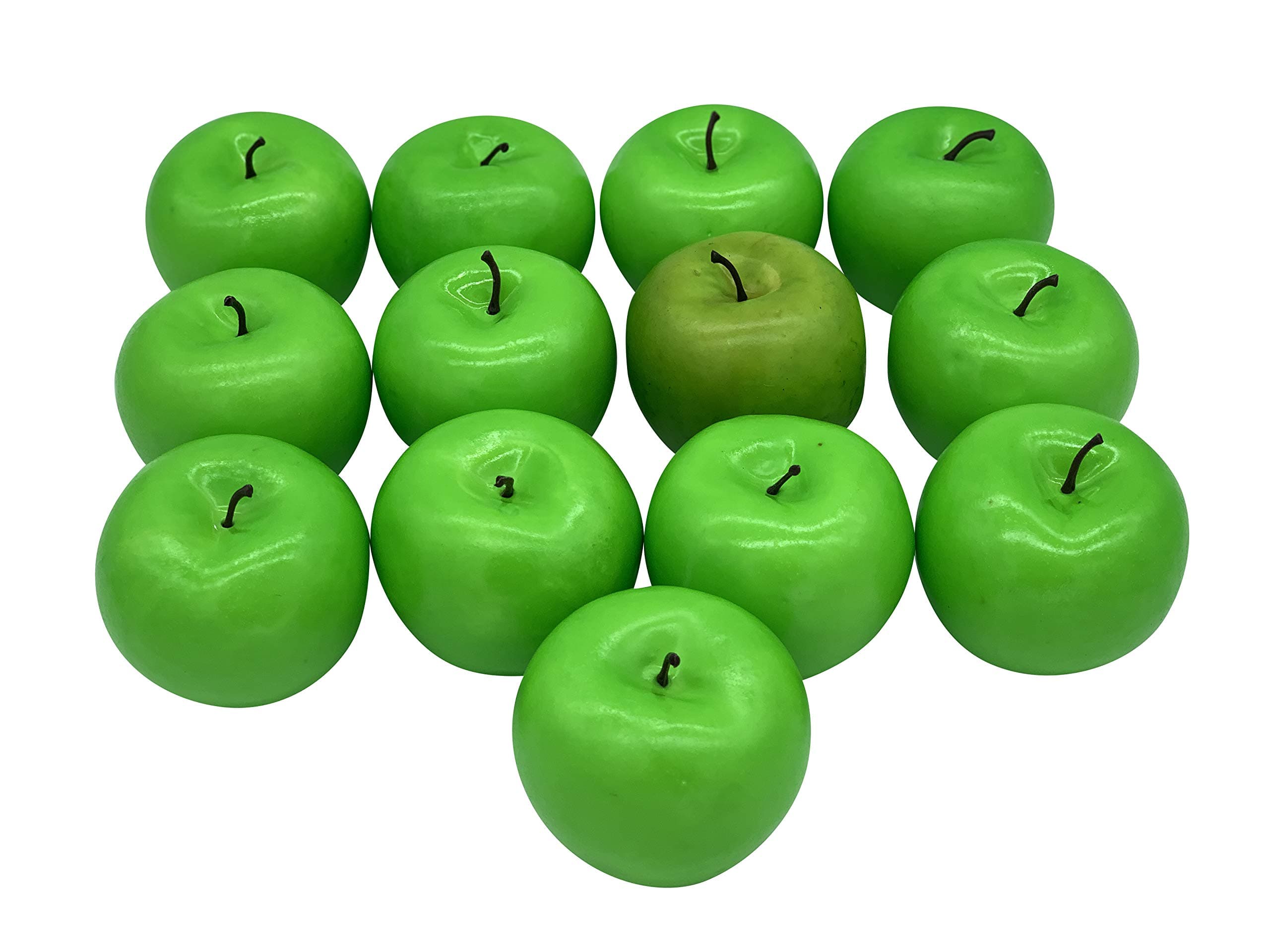 Realistic Fake Apples Bright Green Granny Smith- 13 PCS - Fake Fruits for Decoration (Green)