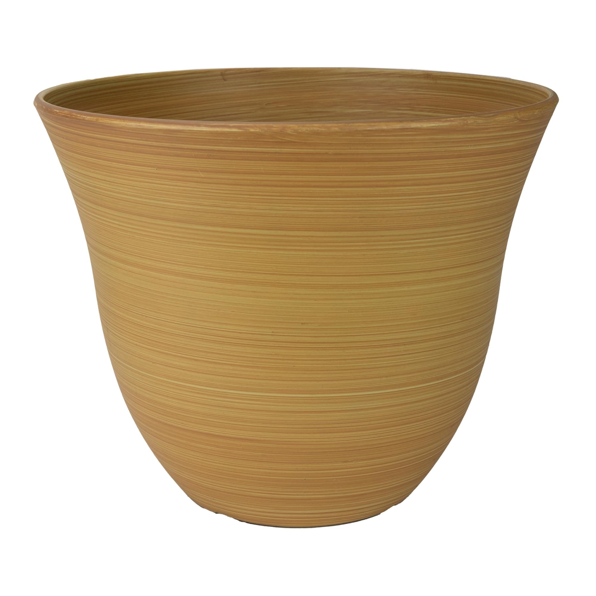 Classic Home and Garden Honeysuckle Resin Planters - Lightweight Indoor & Outdoor Plant Pots - UV-Resistant Plastic Flower Pots - Pot Planters for Flowers & Herbs (15" Bamboo)