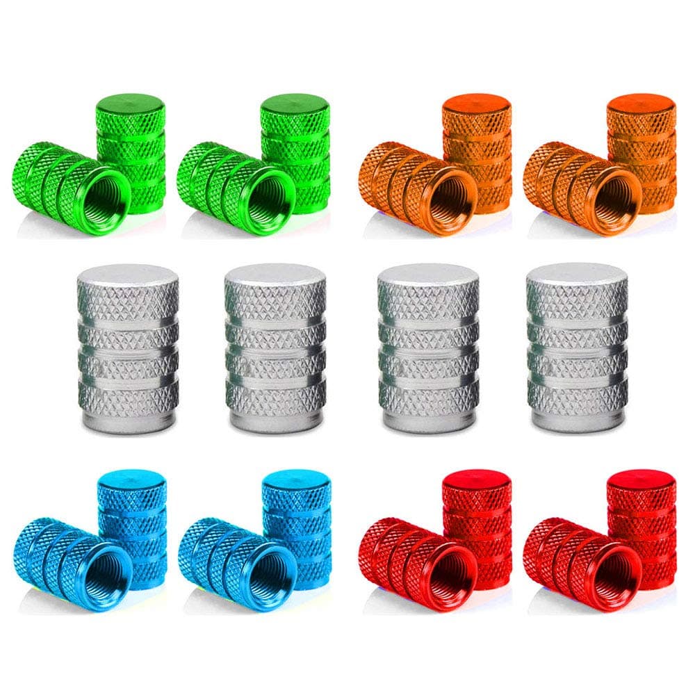 senvenelec 20 pcs color Aluminium Valve Stem Caps, Tyre Valve Dust Caps Car, Motorbike, Trucks, Bicycle Prevent Air Leakage - Universal Tyre Valve Covers.