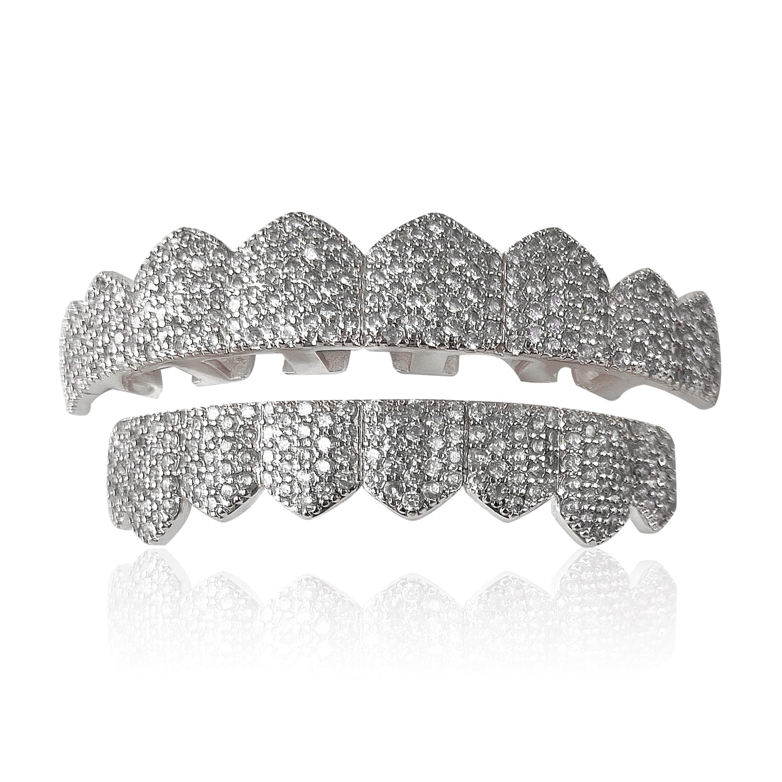 Unisex Gold-Plated Brass Hip Hop Imitation Diamond Fang Vampire Grillz, Halloween Costume Accessory Cosplay, Teeth Grillz with Extra Molding Bars