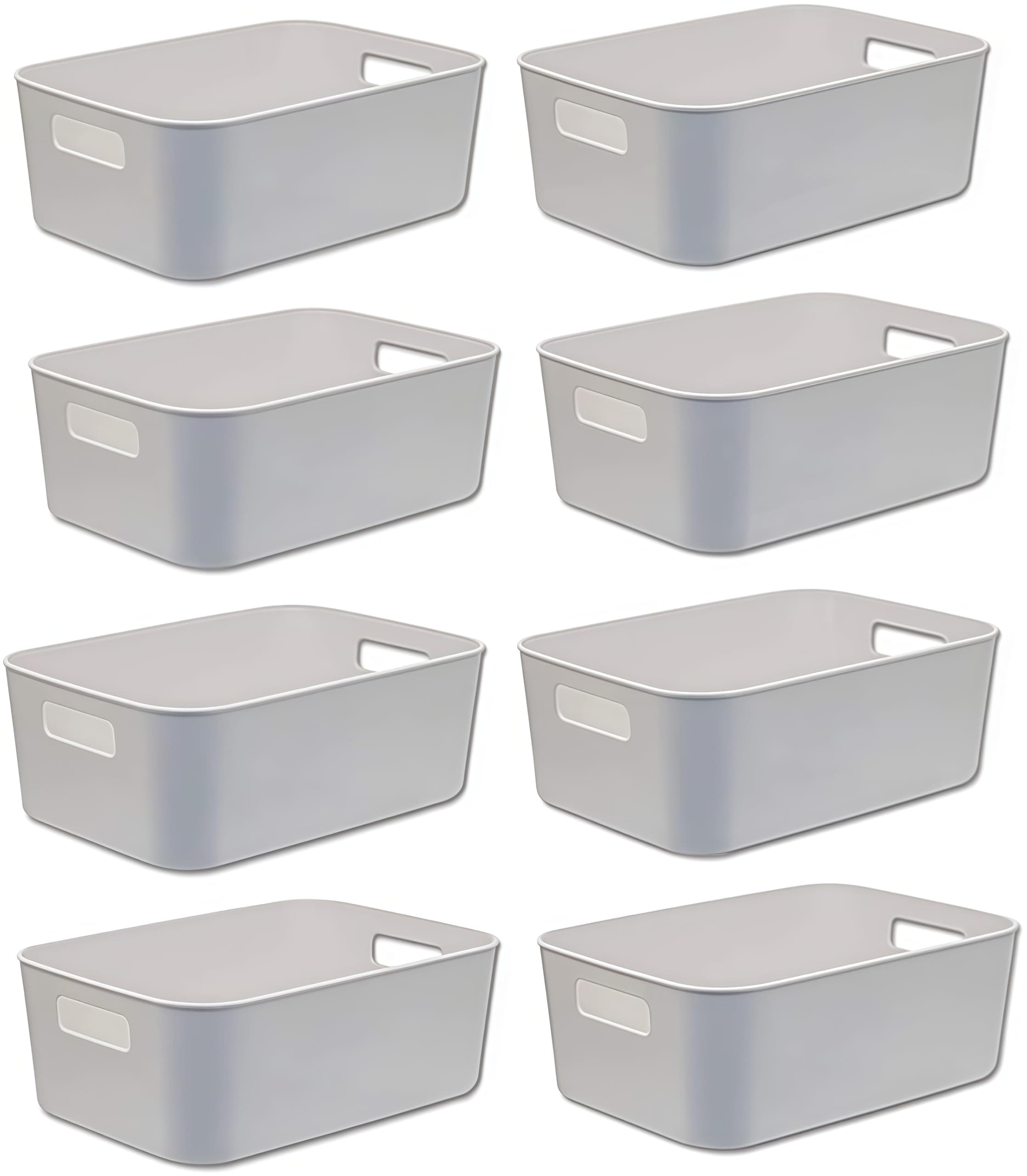 JOMILA Small Storage Bin, Durable Storage Basket Cabinet Organizer, Pack of 8 (Grey)