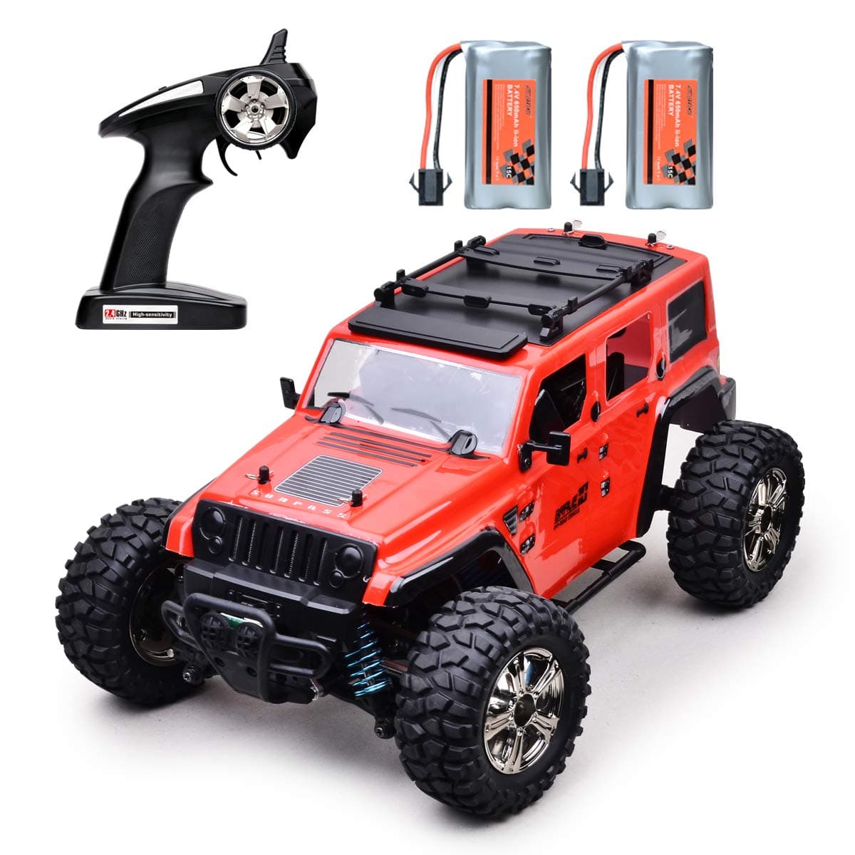 RC Cars 4WD RC Rock Racer Off-Road Electric car,2.4Ghz Radio Remote Control Car, 1/14 Scale RTR Hobby Grade Cross 25KM/H Remote Control Truck High Speed Racing Monster, Red